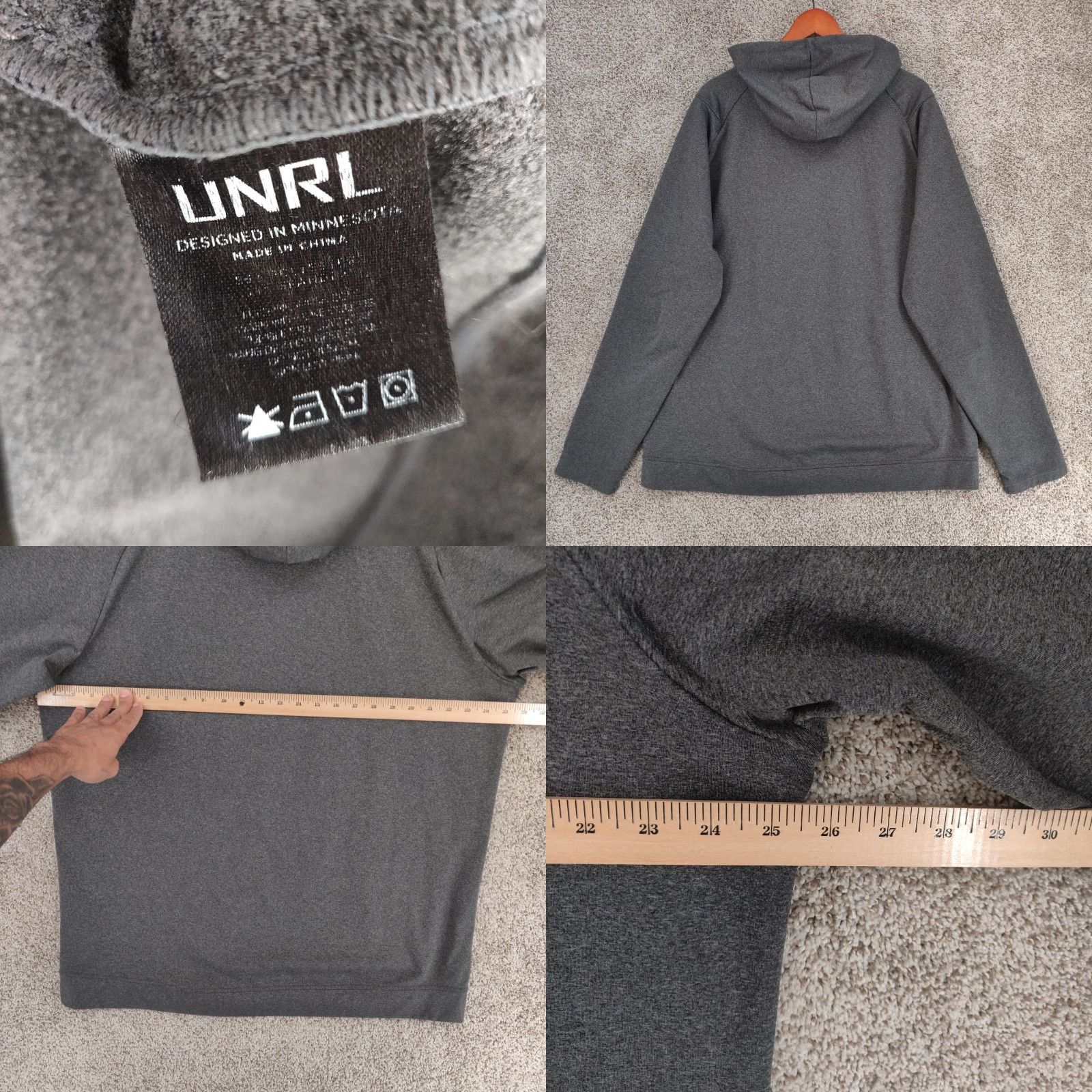 Vintage UNRL Hoodie Mens XL Gray Pullover Long Sleeve Golf Performance Crossover Size US XL / EU 56 / 4 - 8 Thumbnail