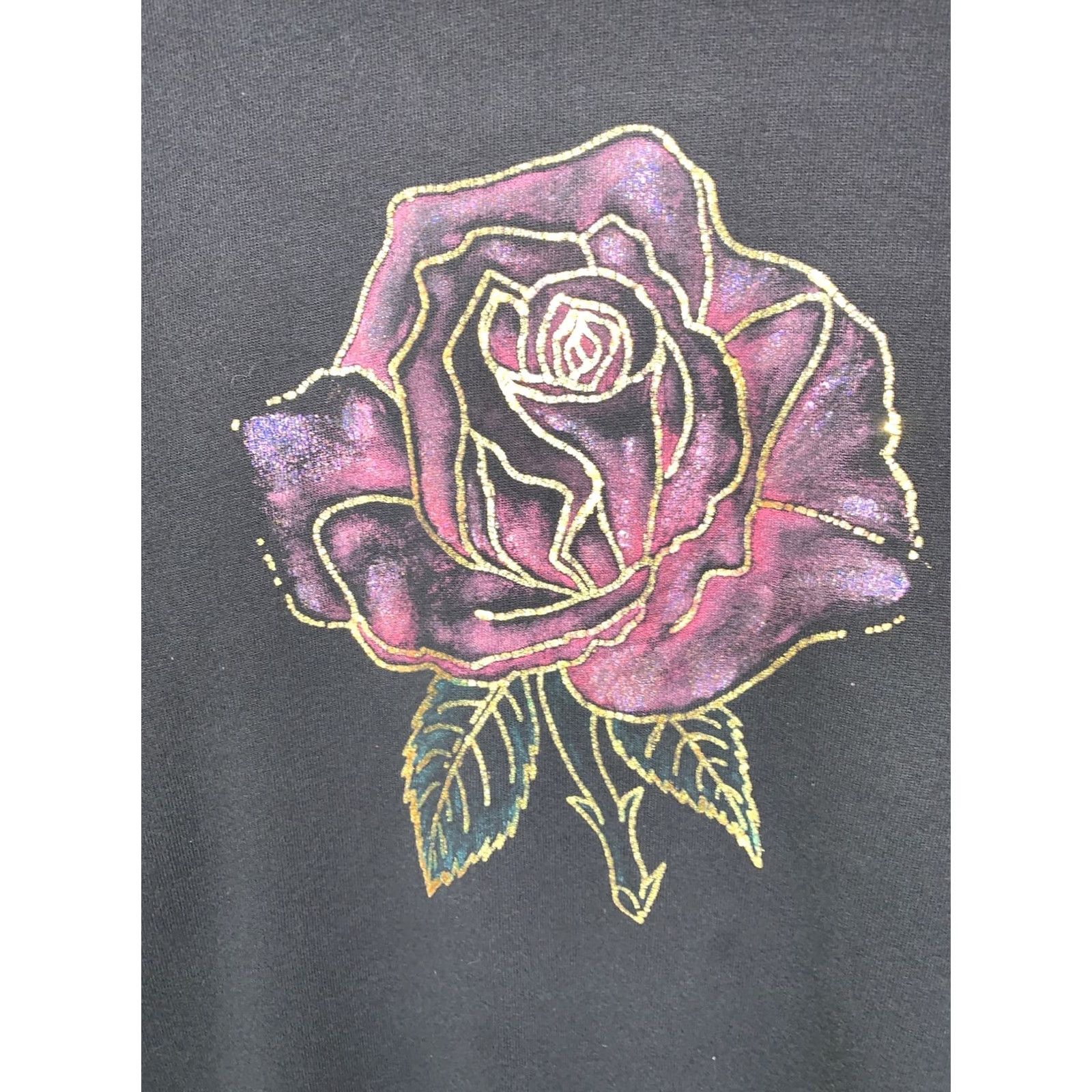 Jerzees VINTAGE Jerzees Sweatshirt 90s Gold Glitter Rise Graphic Black XL USA Made Crew Neck Pullover Unisex Adults Men Women Size XL / US 12-14 / IT 48-50 - 2 Thumbnail