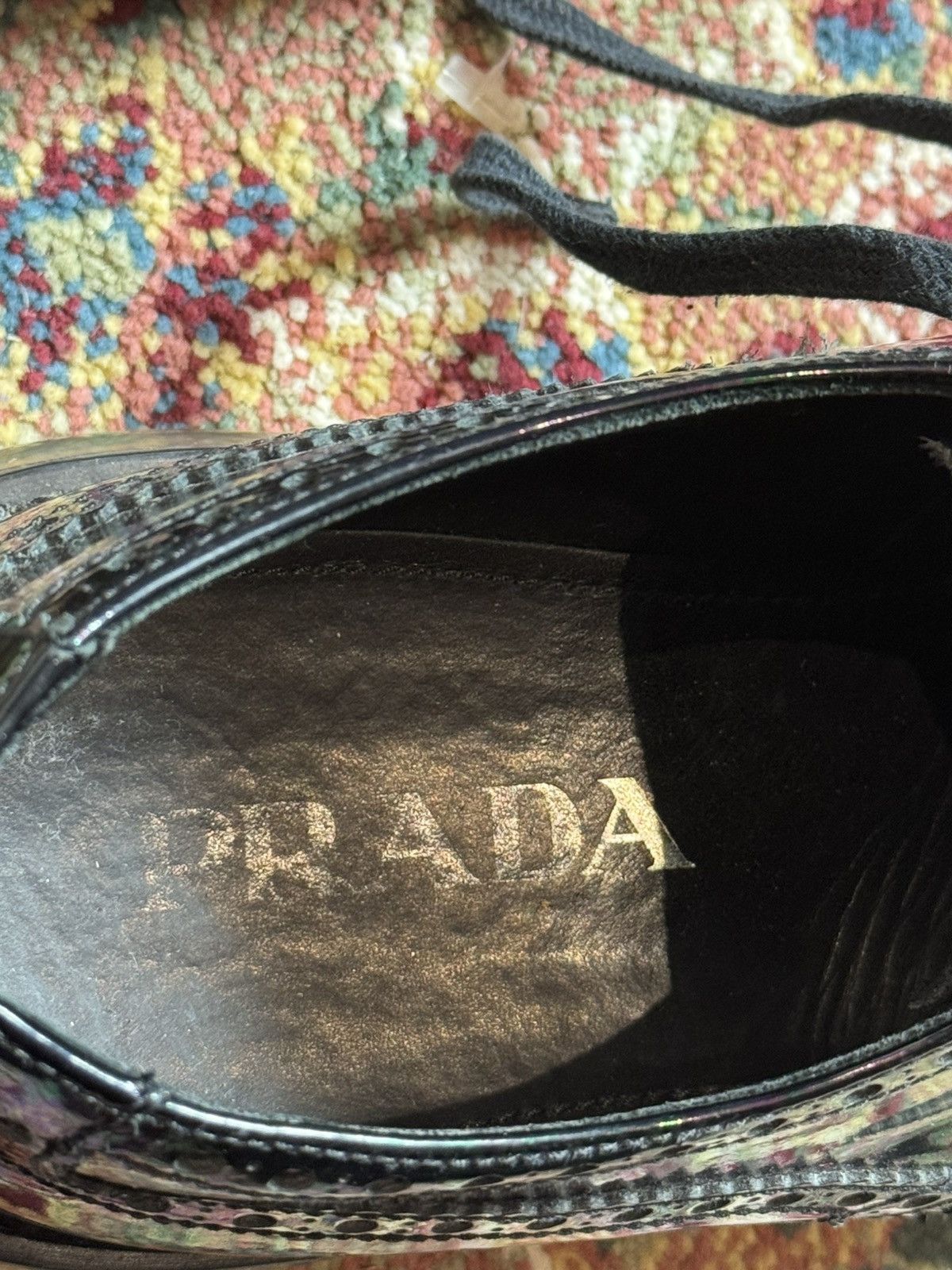 Prada Prada Air Sole Derby Brogue Patent Leather "Oil spill" Size US 9 / EU 42 - 7 Thumbnail