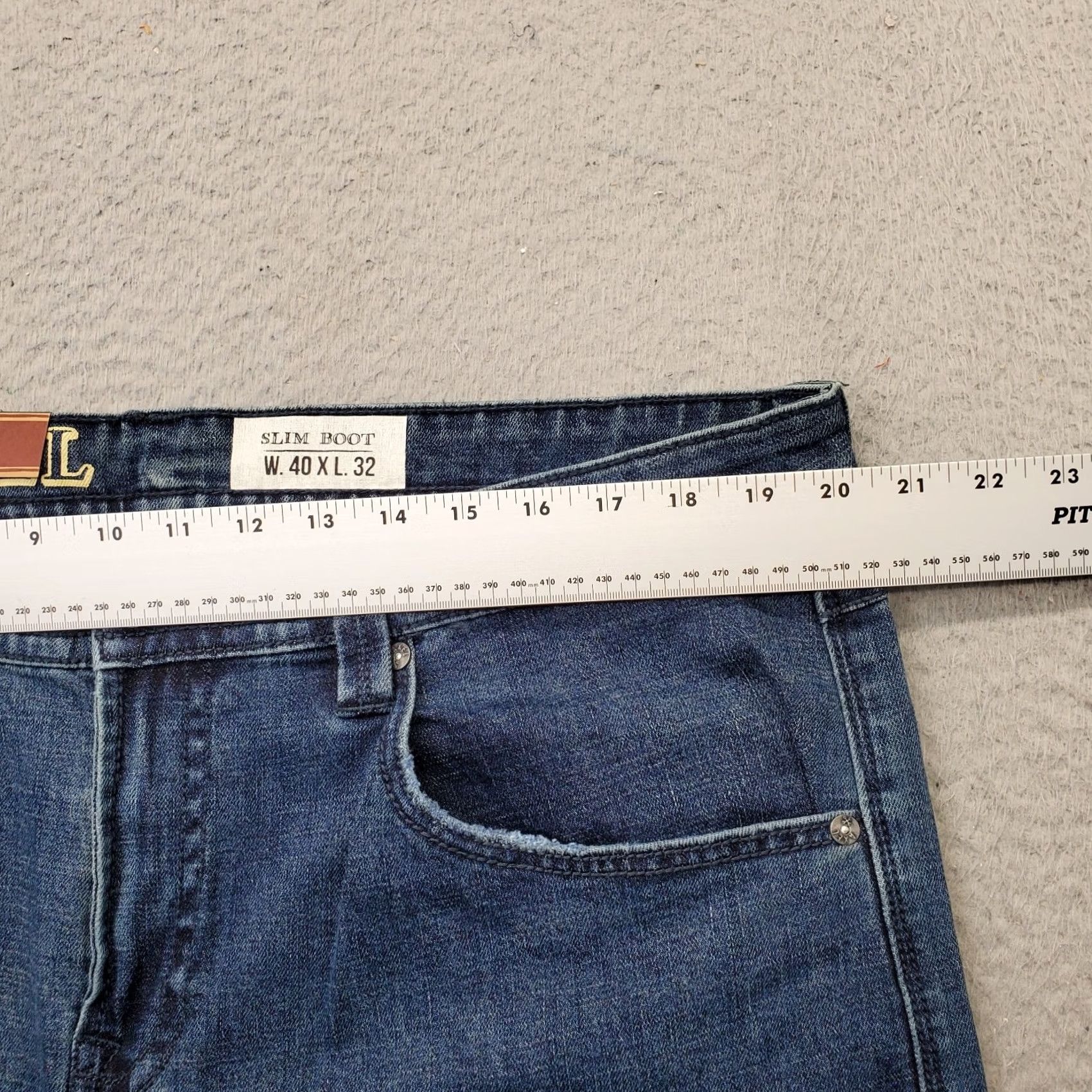 Denime Axel Jeans Mens 40x32 Bootcut Denim Stretch Slim 5-Pocket Blue Medium Wash Casual Ready-to-Wear Mens Size US 40 / EU 56 - 6 Thumbnail