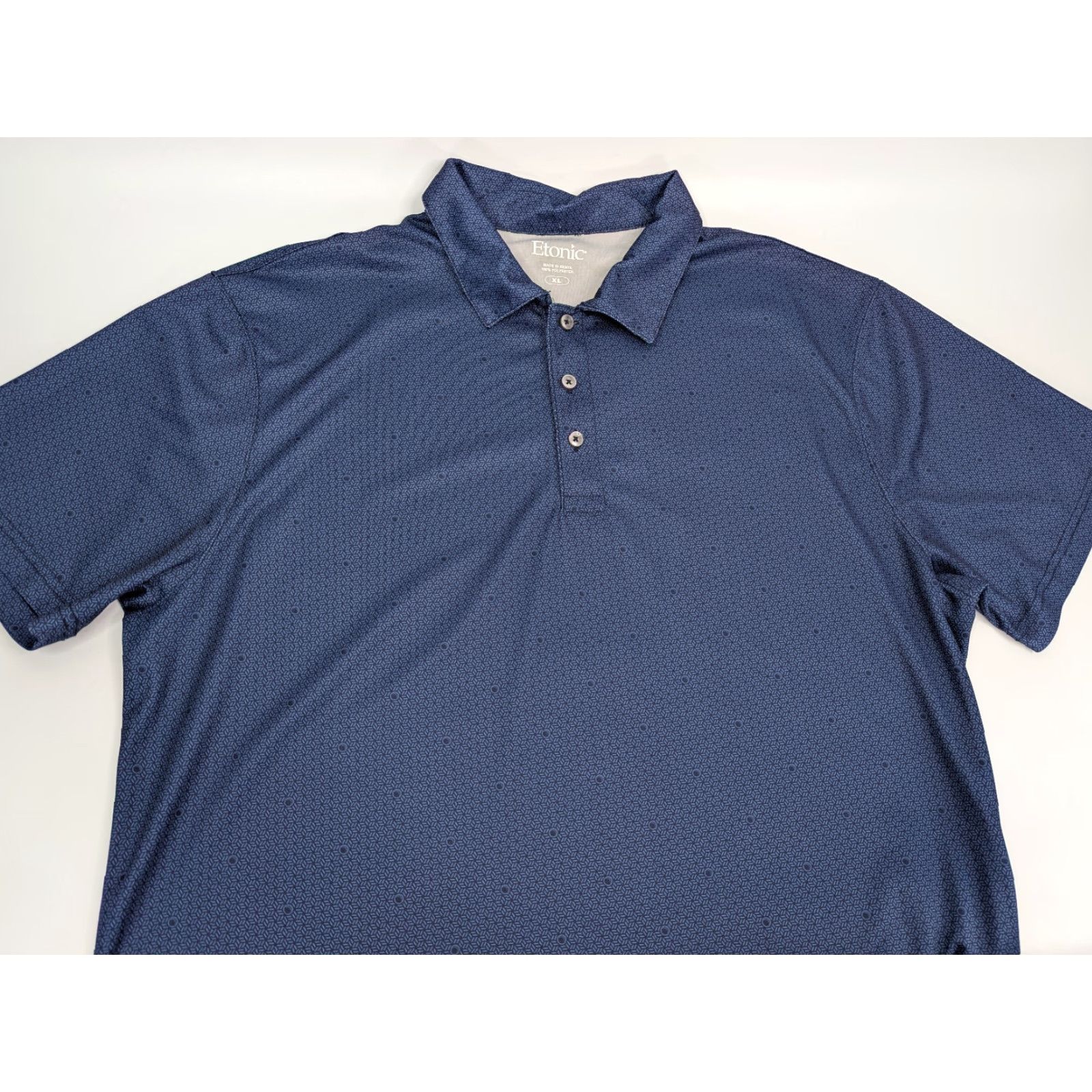 Vintage Etonic Golf Polo Performance Men's XL Blue Geometric Dot Pattern Stretch Wicking Size US XL / EU 56 / 4 - 2 Thumbnail