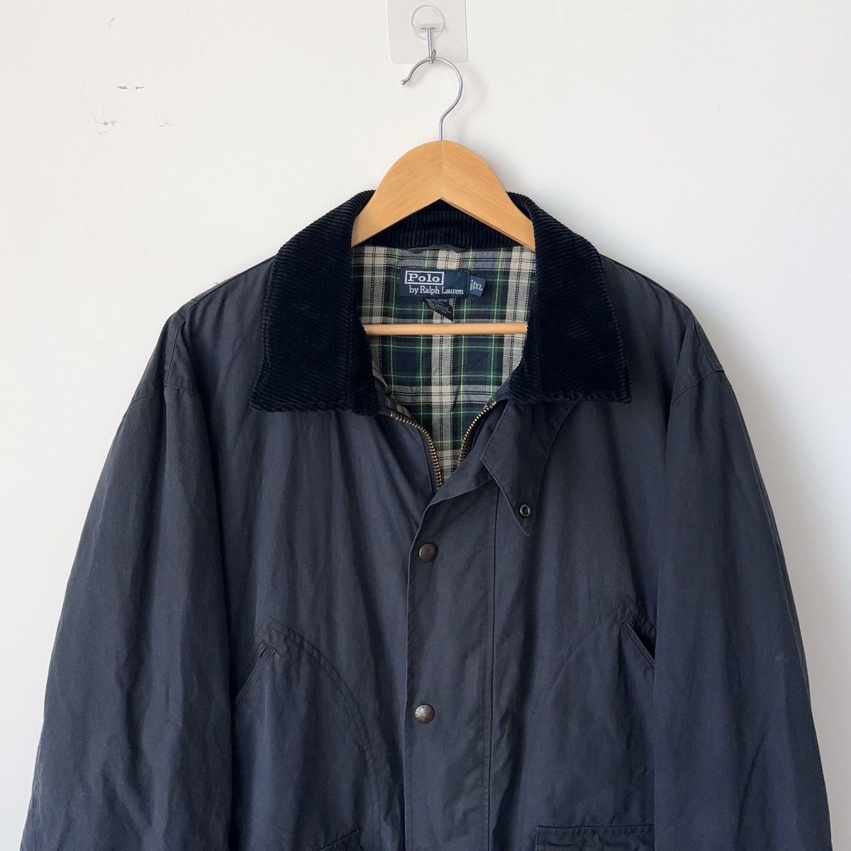 Polo Ralph Lauren Vintage Oilcloth Waxed Cotton Jacket Navy Barn Coat Field Size US XL / EU 56 / 4 - 2 Thumbnail