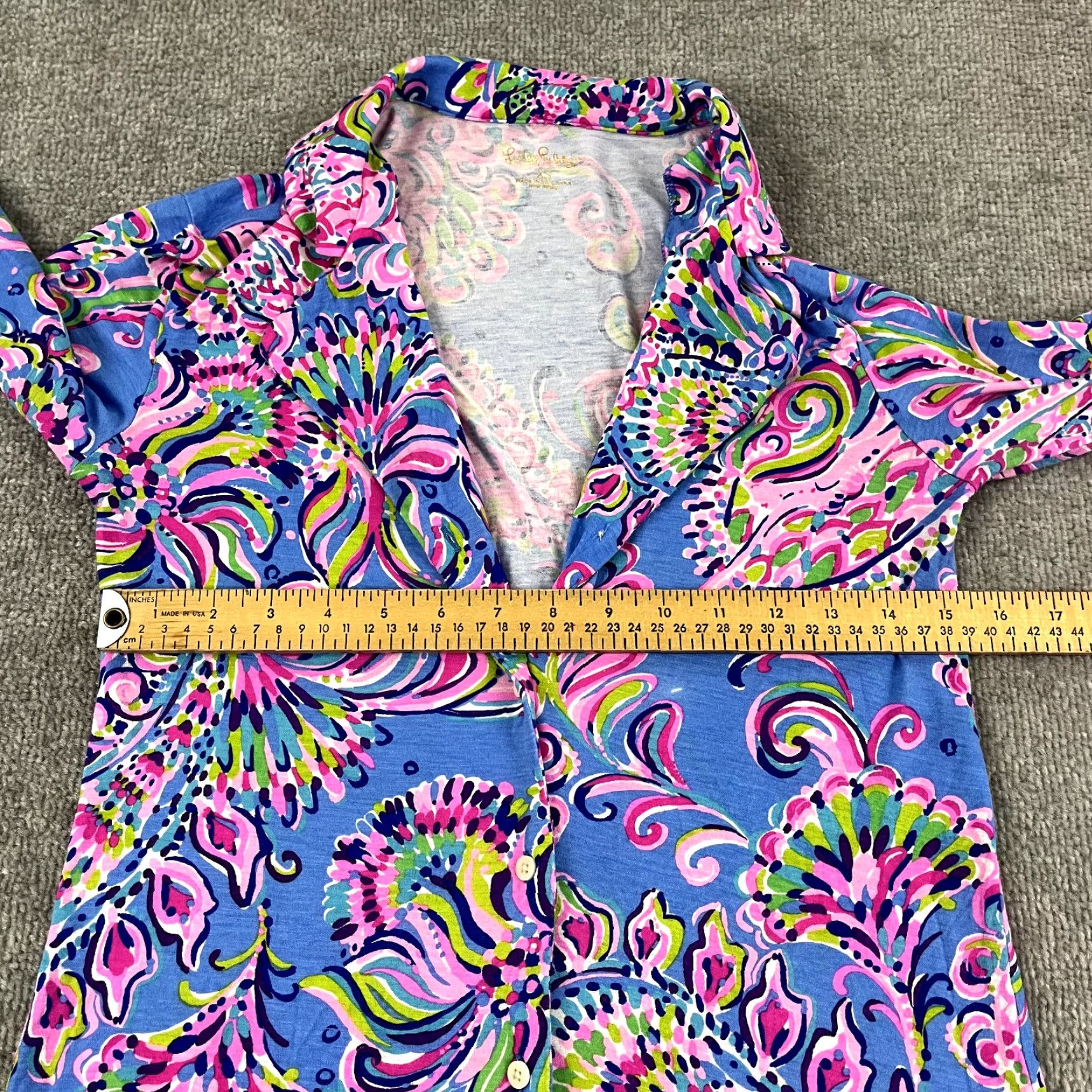 Lilly Pulitzer Lilly Pulitzer Women's XS Pajama Knit Button-Up Shirt Floral Blue Pink Preppy Casual Summer Size XS / US 0-2 / IT 36-38 - 6 Thumbnail