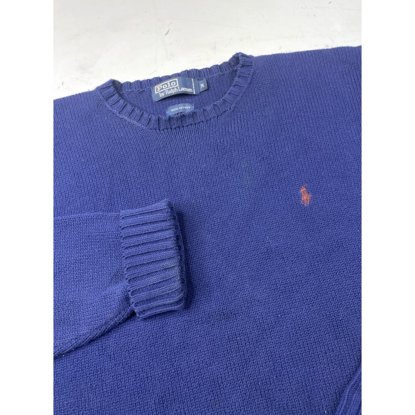 Polo Ralph Lauren VINTAGE Polo Ralph Lauren Crewneck Knit Sweater Mens M Blue Pullover Cotton Knit Crew Neck Sweater Pullover Mens Blue Polo Ralph Lauren Vintage Size US M / EU 48-50 / 2 - 2 Thumbnail