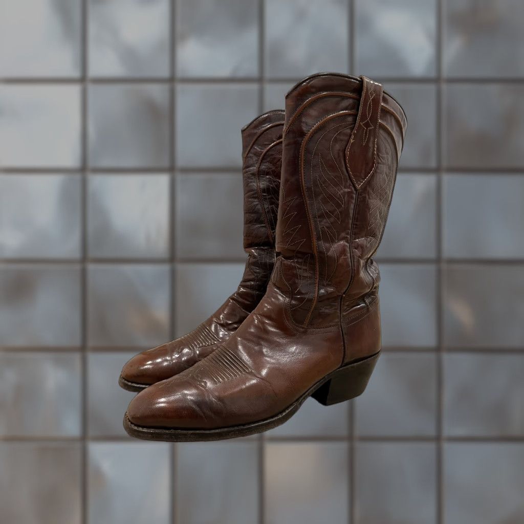 Dan Post VINTAGE Dan Post Cowboy boots Men 9D Brown 6683 Western Leather Boots Cowboys Schuhe? Size US 9 / EU 42 - 1 Thumbnail