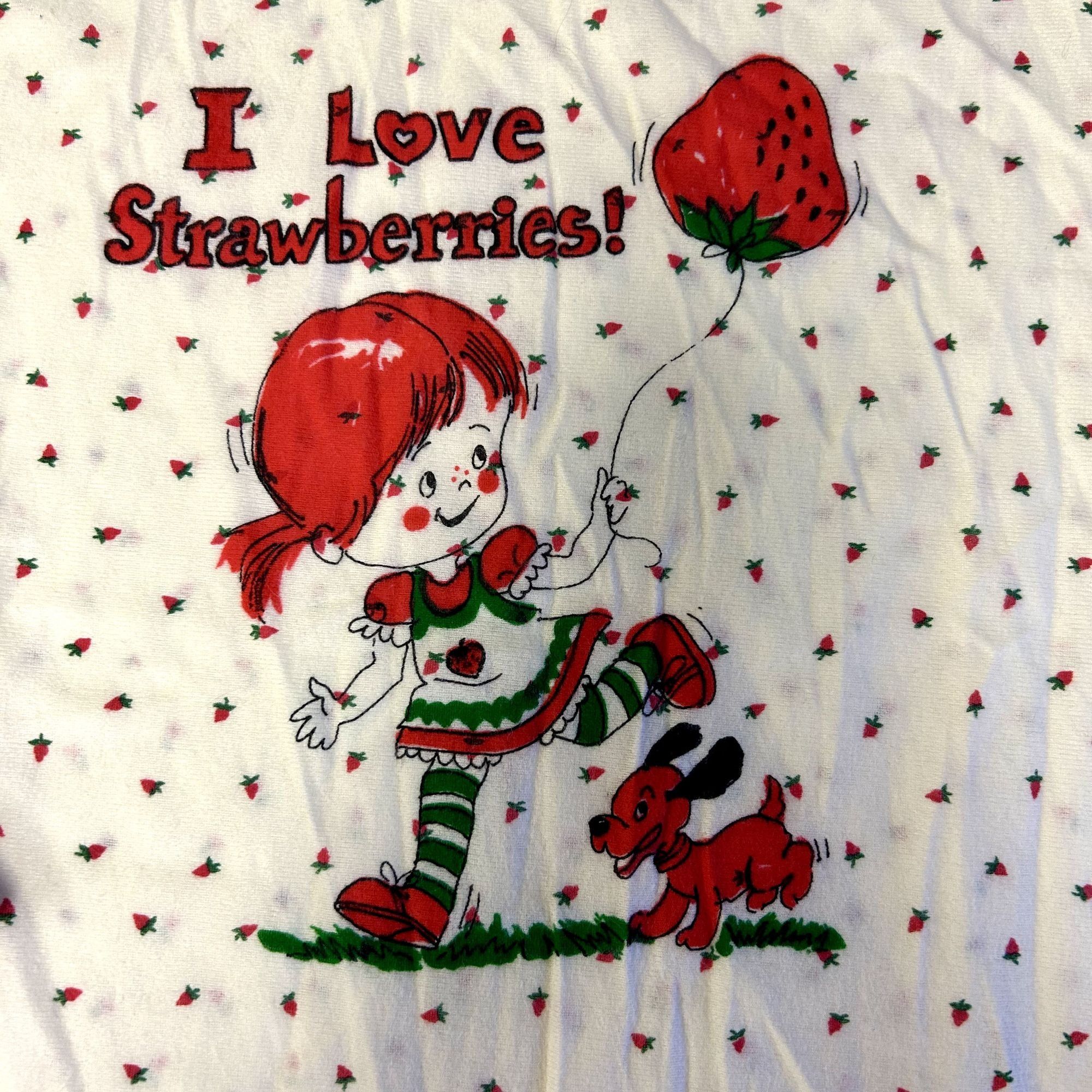Other Vtg 80 90's I LOVE STRAWBERRIES Nightgown Soft Ringer Gown Size L / US 10 / IT 46 - 3 Thumbnail