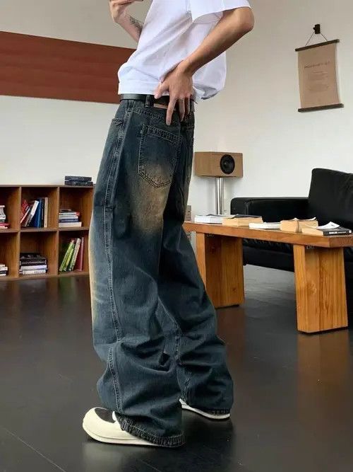 Japanese Brand Washed distressed straight jeans Size US 32 / EU 48 - 4 Thumbnail