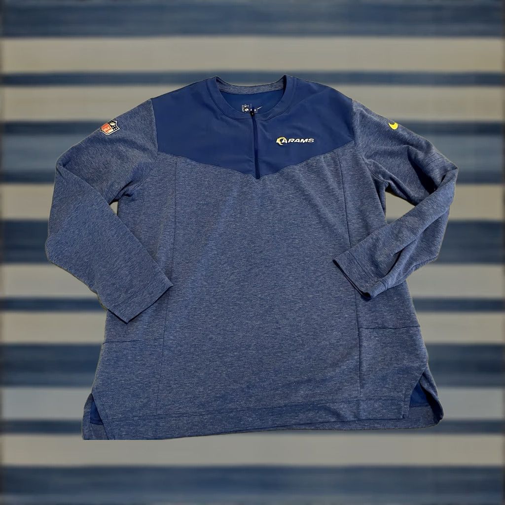 Nike Nike Dri-Fit LA Rams Team Issued Blue Pullover Lightweight Sweatshirt Shirt L Mens"} Size US L / EU 52-54 / 3 - 1 Thumbnail