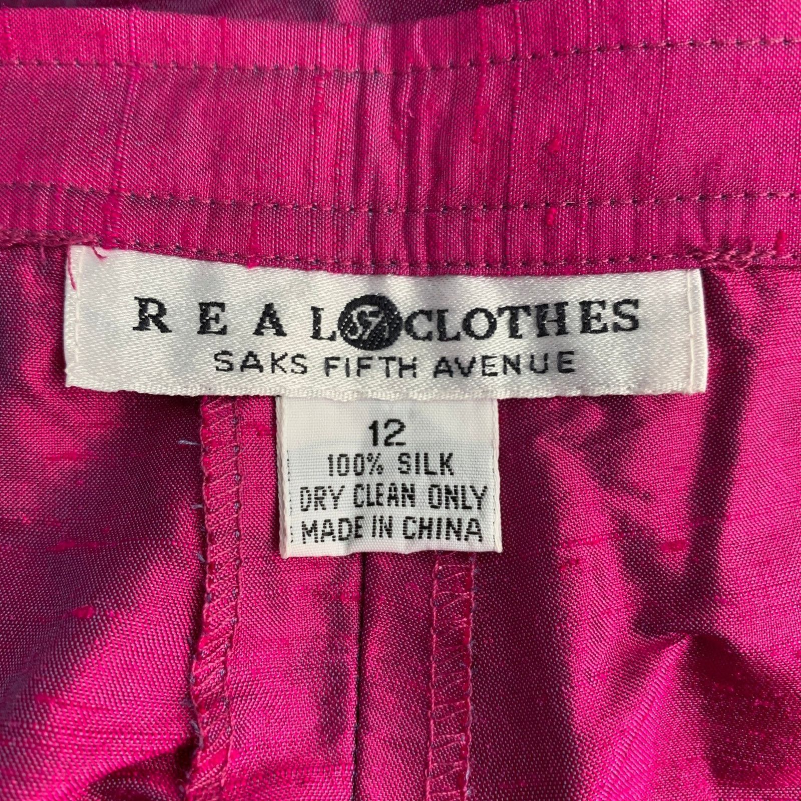 Saks Fifth Avenue Size 12 Pink Fuchsia Silk Shantung Dress Pants Size 34" / US 12 / IT 48 - 7 Thumbnail