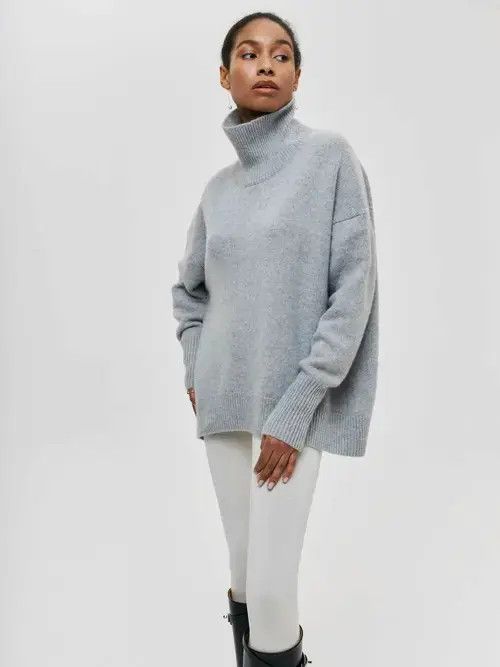 Japanese Brand Women Turtleneck Sweater Autumn Winter Solid Size ONE SIZE - 1 Thumbnail