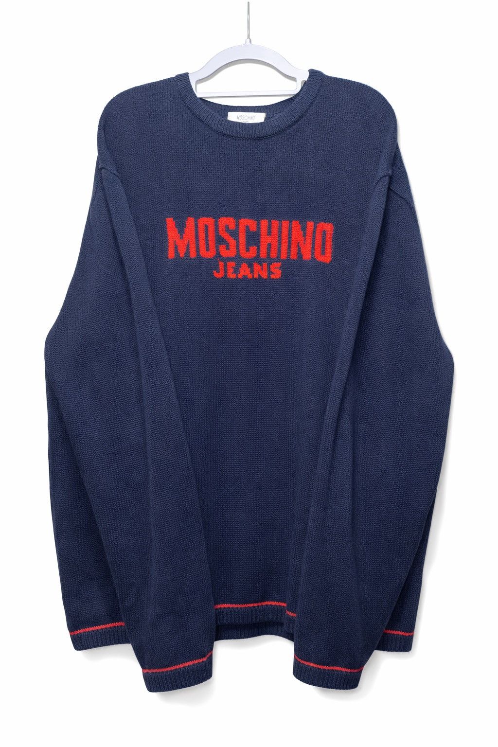Moschino Moschino Jeans Navy Logo Knit Sweater – Y2K Size US XL / EU 56 / 4 - 1 Thumbnail