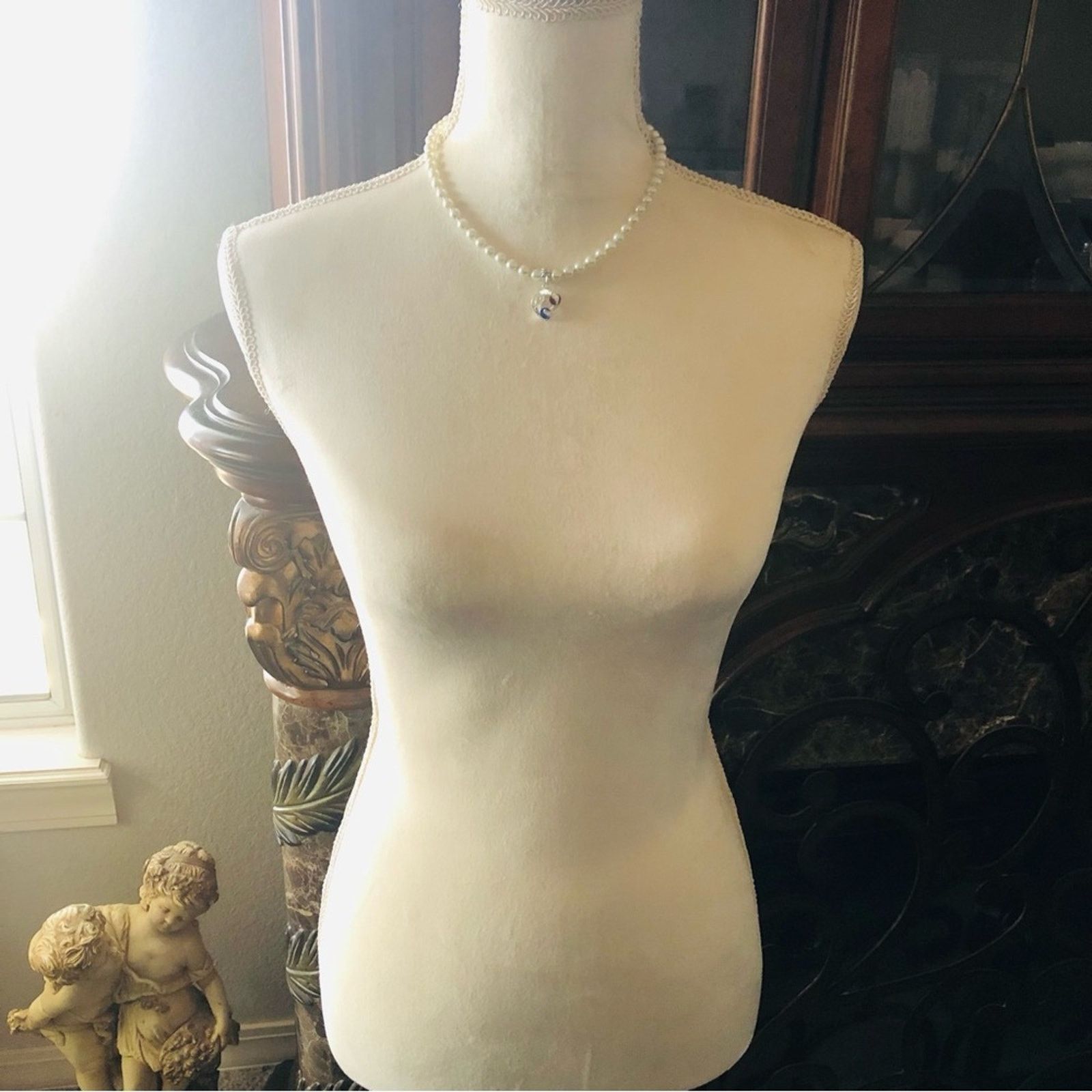 Handmade Handcrafted repurpose red white & blue stone Pearl necklace Size ONE SIZE - 5 Thumbnail