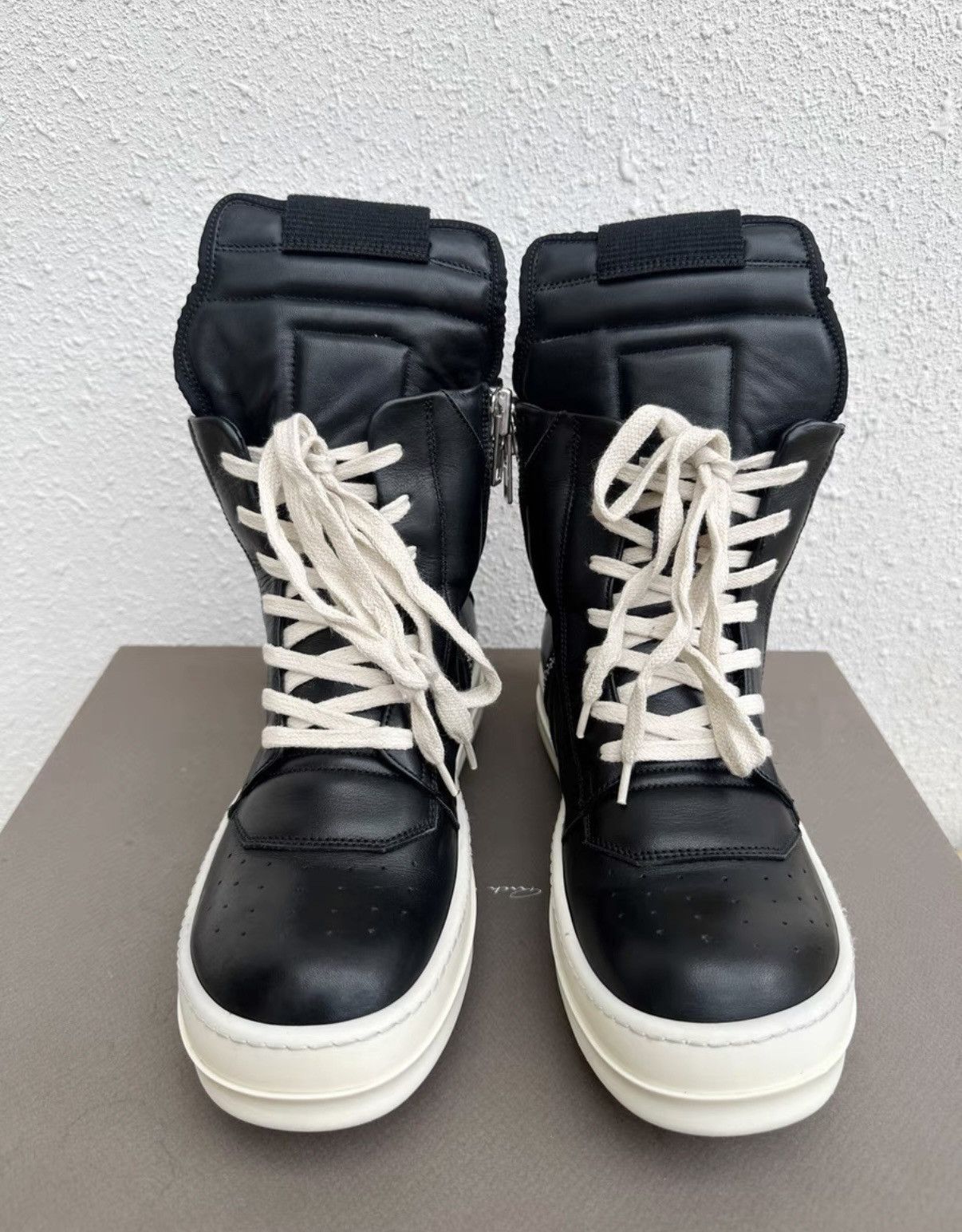 Rick Owens Rick Owens high-top shoes, inverted triangle black and white Size US 7 / IT 37 - 1 Thumbnail