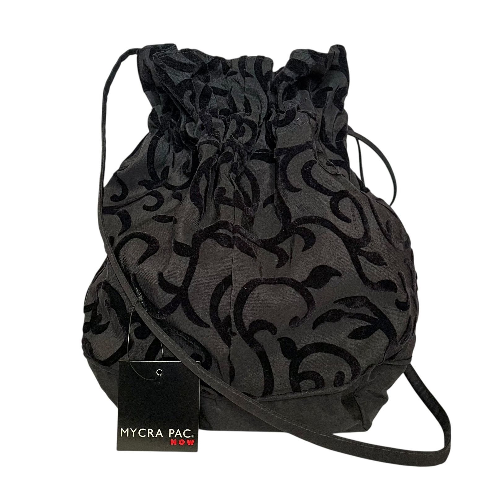 Other NWT Mycra Pac Reversible Black Scroll Drawstring Bag Size ONE SIZE - 1 Thumbnail
