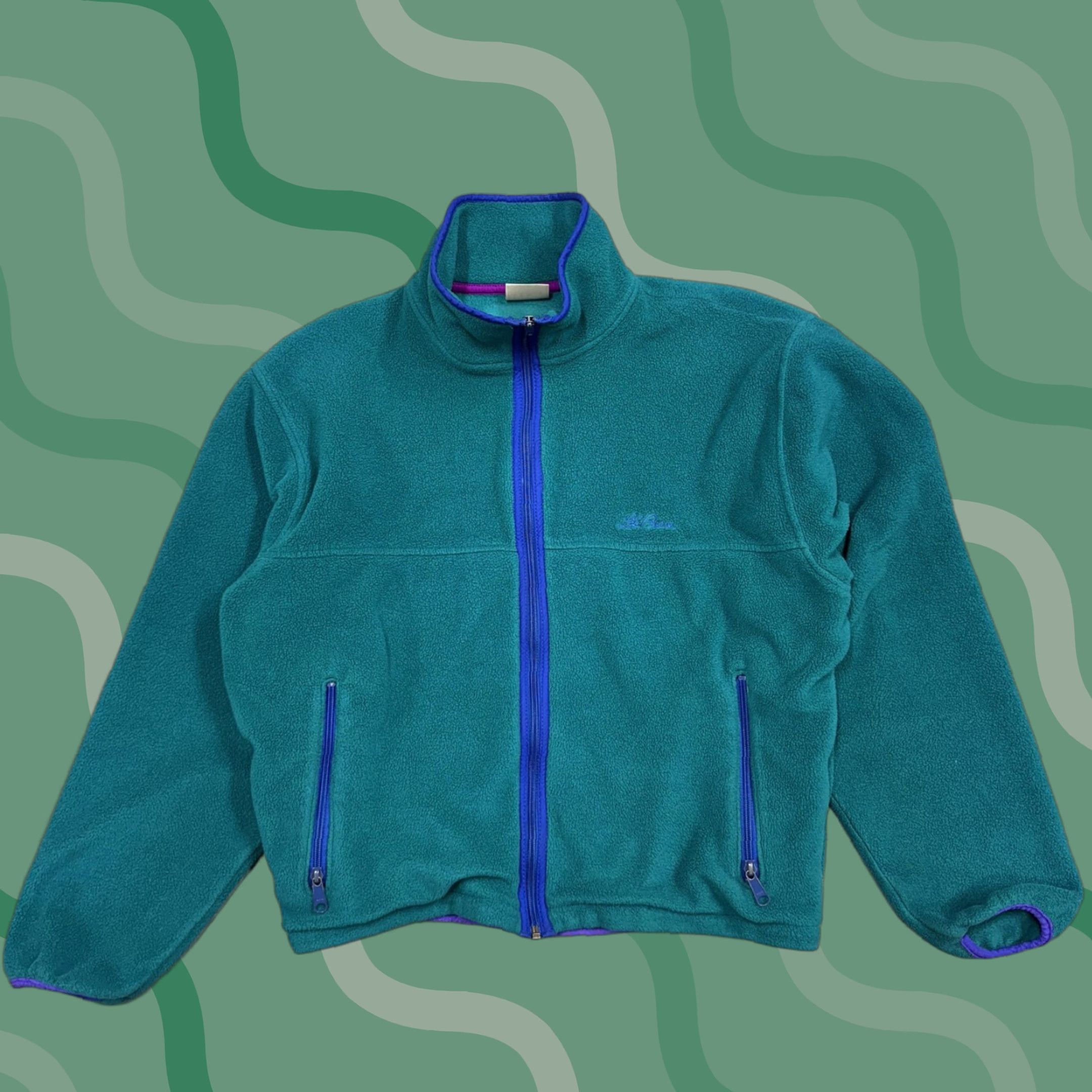 Vintage VINTAGE L.L. Bean Jacket Mens M Teal Fleece Full Zip Mock Neck Outdoor 90s Green Casual Zip Pockets Bomber Jacket Mens Vintage 90s Size US M / EU 48-50 / 2 - 1 Thumbnail