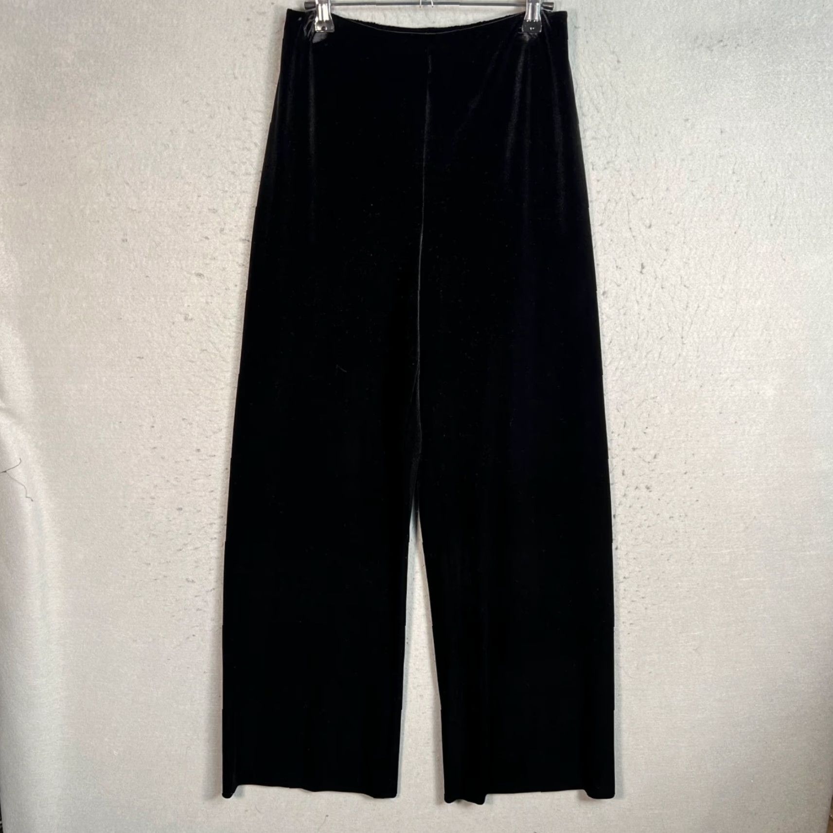 Alex Evenings Alex Evenings Womens Slim Black Velour Pull-On Wide-Leg Pants S NEW Velour Dress Pants Size 28" / US 6 / IT 42 - 2 Thumbnail