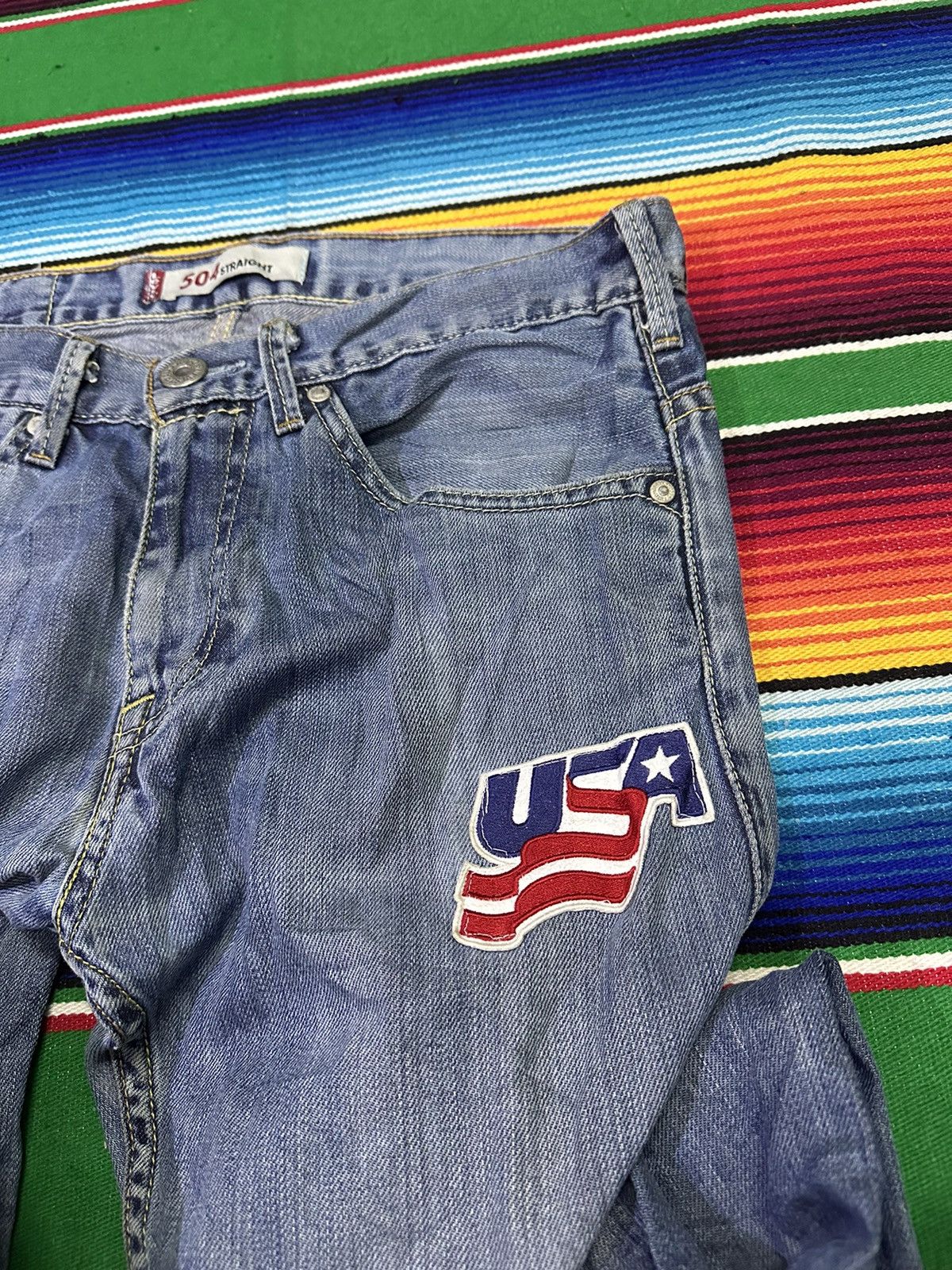 Levi's Vintage Clothing Distress Denim 💥Levis 504 Straight Patch Limited Edition 💥 Size US 32 / EU 48 - 11 Thumbnail