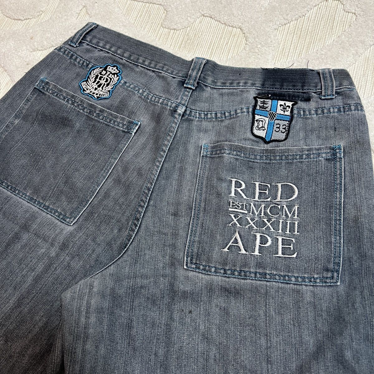 JNCO Crazy Vintage Y2K Red Ape Jean Shorts Hip Hop JNCO Style Size US 38 / EU 54 - 2 Thumbnail