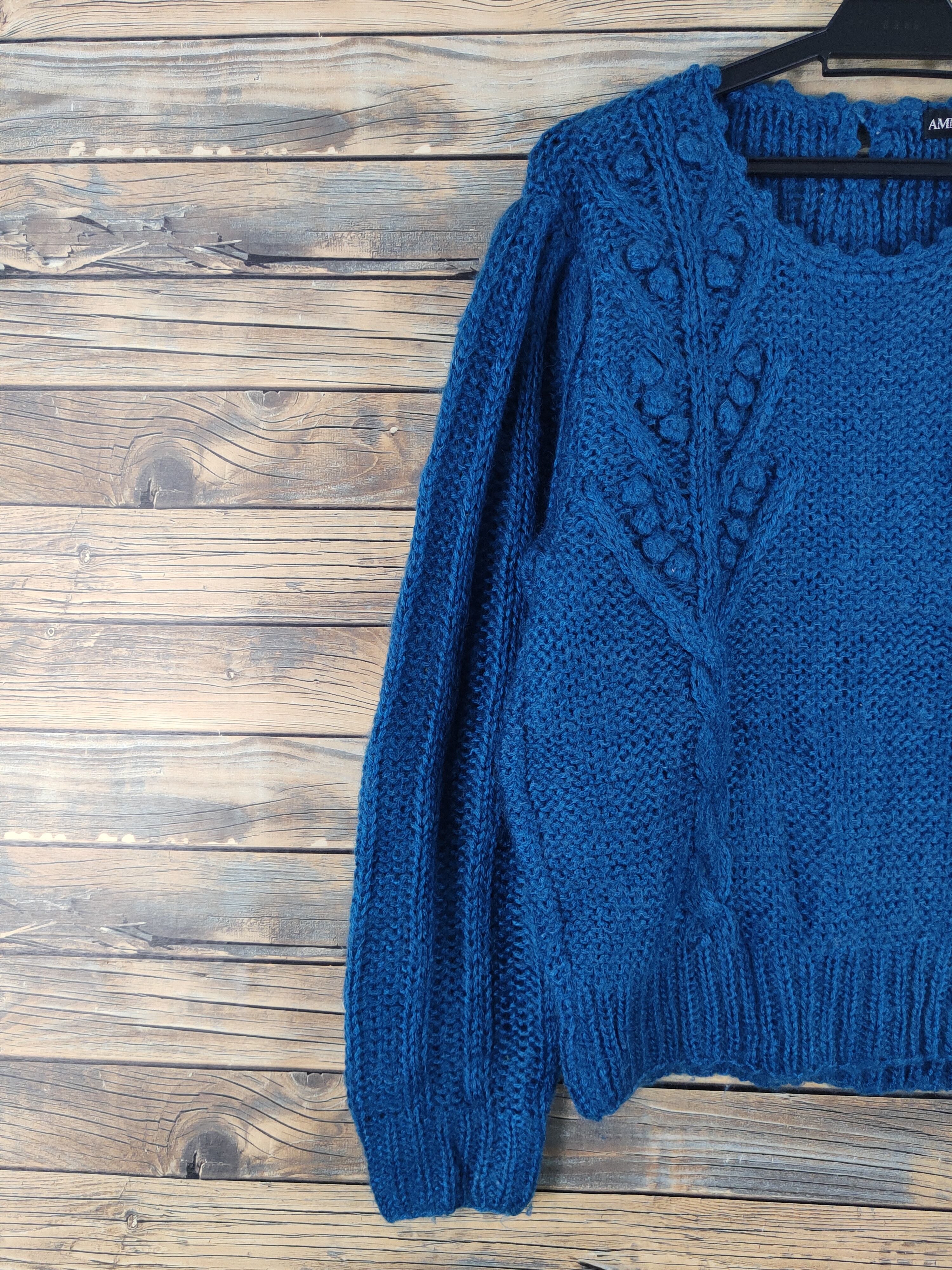 Japanese Brand Ammodo Dark Blue cable Knitwear #W1471 Size US M / EU 48-50 / 2 - 3 Thumbnail