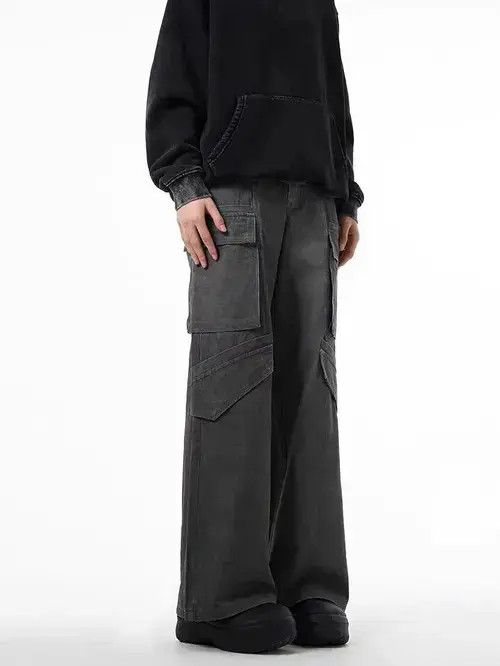 Japanese Brand Vintage washed multi-pocket cargo jeans Size US 32 / EU 48 - 1 Thumbnail