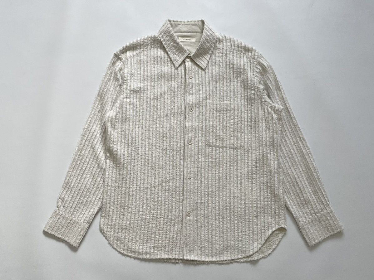 A/W 23 ‘Hand Frayed Stripe Shirt’ Chalk White