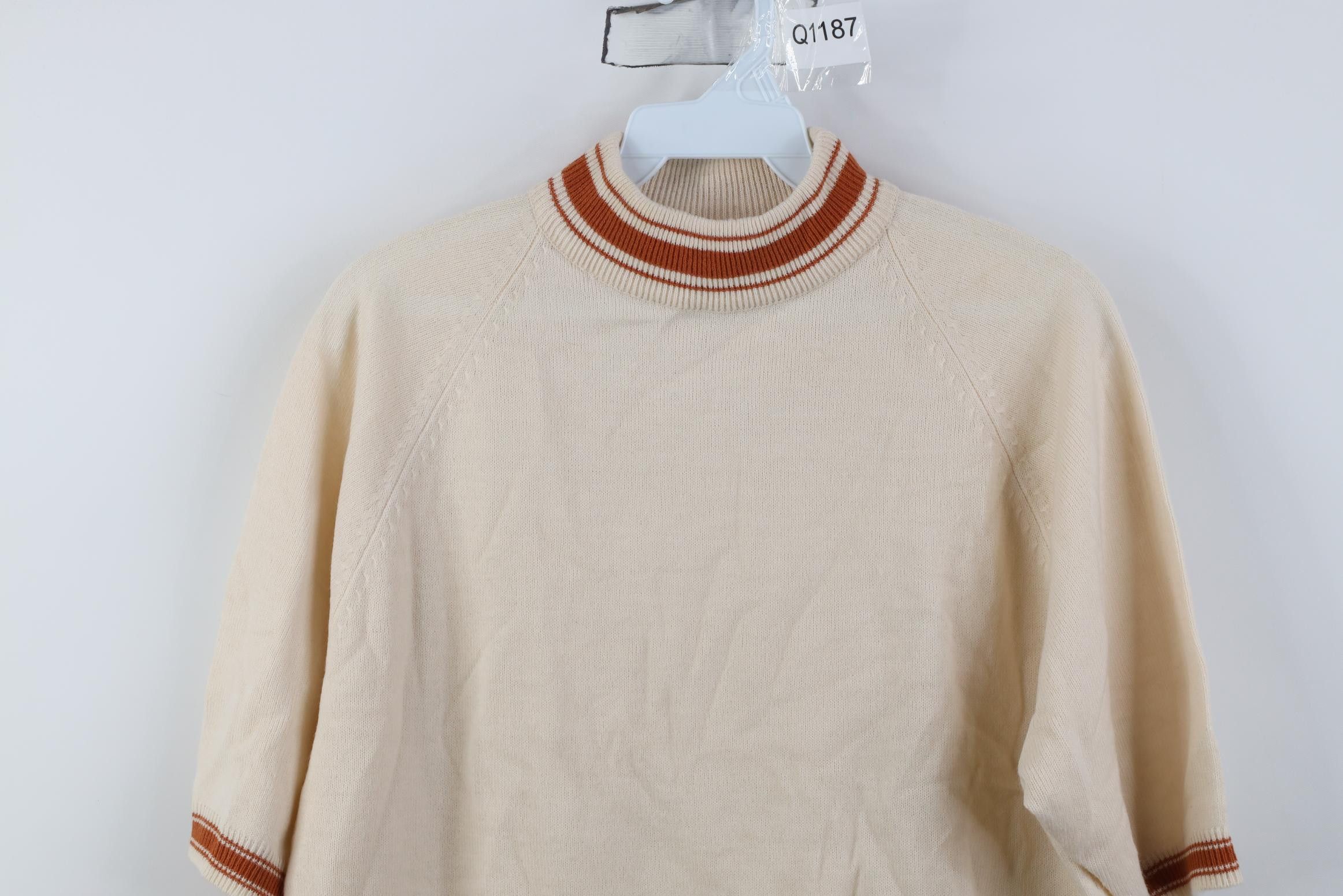 Vintage Vintage 50s Streetwear Short Sleeve Knit Mock Neck Sweater Size US M / EU 48-50 / 2 - 2 Thumbnail