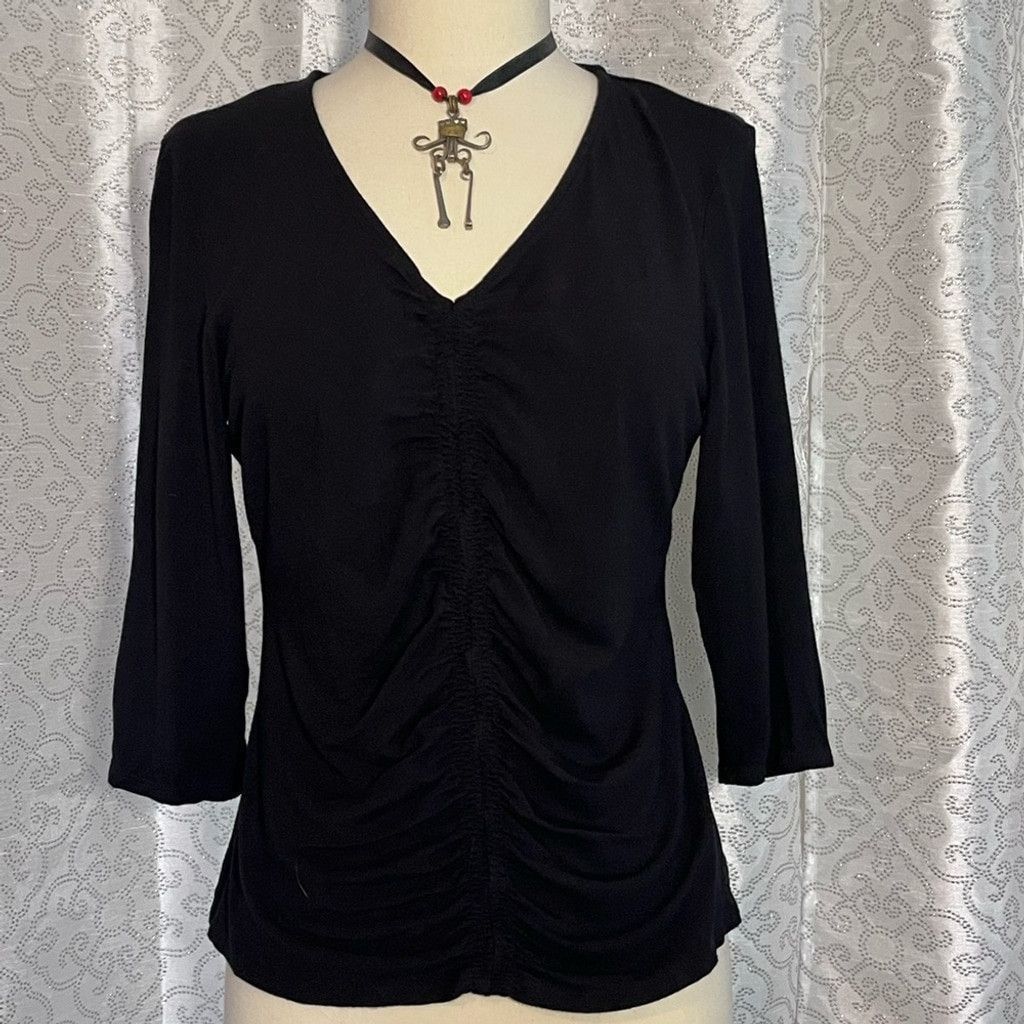 Alfani Alfani Black three-quarter sleeve top T2 Size L / US 10 / IT 46 - 1 Thumbnail