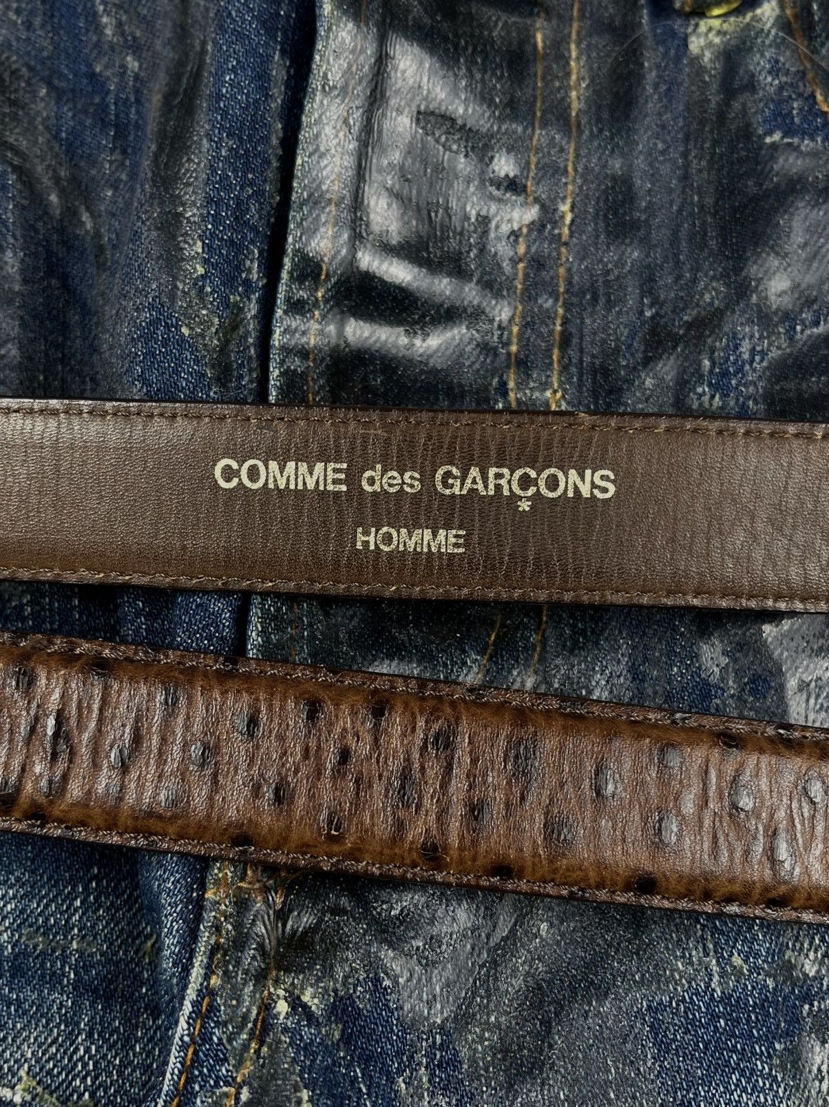 Comme des Garcons Comme des Garcons Homme Ostrich Leather Pattern Buckle Belt Size ONE SIZE - 6 Thumbnail
