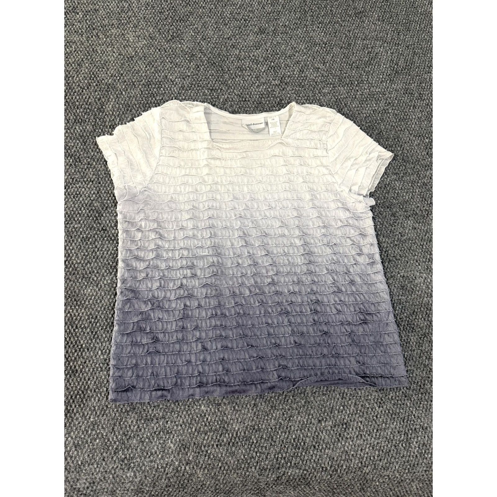 Vintage Alfred Dunner Shirt Womens PM Purple Ombre Textured Knit Short Sleeve Top Size M / US 6-8 / IT 42-44 - 2 Thumbnail