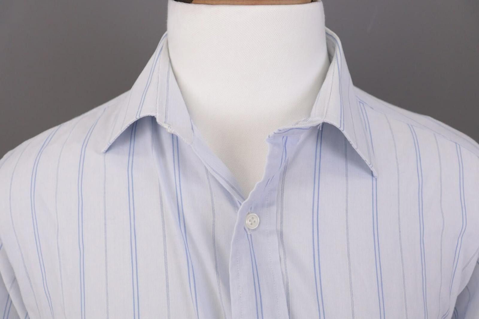Christian Dior Monsieur Vintage Christian Dior Blue Stripe Dress Shirt Size 41 / 16 Size US M / EU 48-50 / 2 - 4 Thumbnail