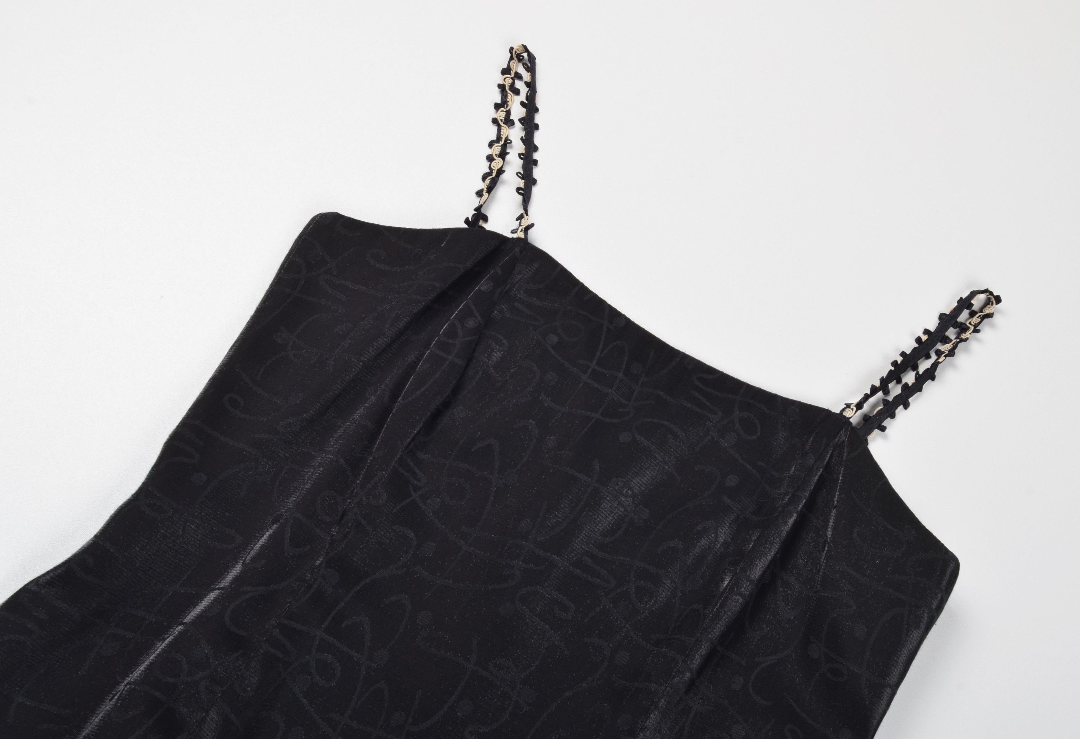 Vintage Vintage Dimols Y2K Black Satin Textured Straps Mini Dress Size M / US 6-8 / IT 42-44 - 5 Thumbnail