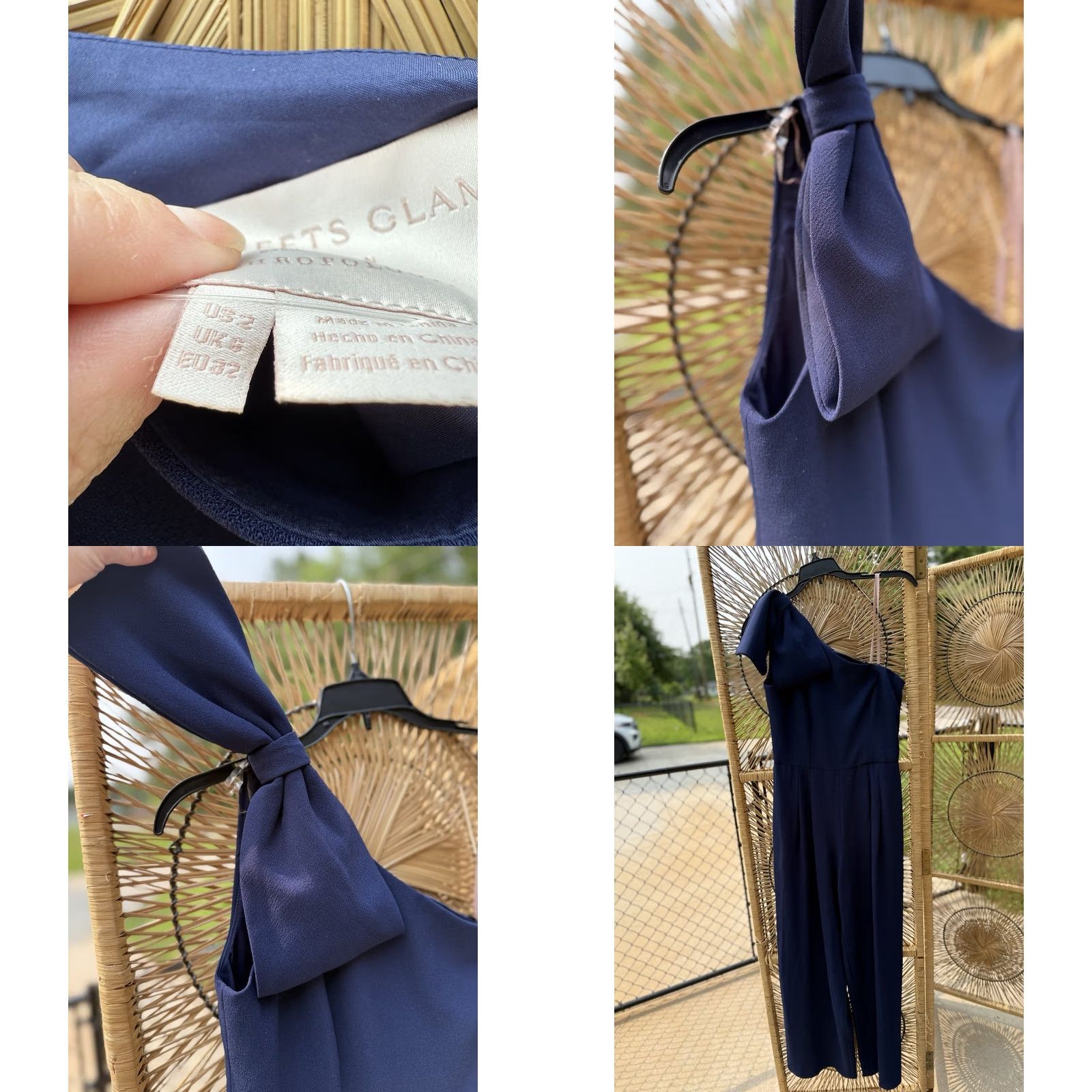 Anthropologie VINTAGE Anthropologie Gal Meets Glam Sylvia One-Shoulder Jumpsuit Size 2 Blue Size 26" / US 2 / IT 38 - 8 Thumbnail