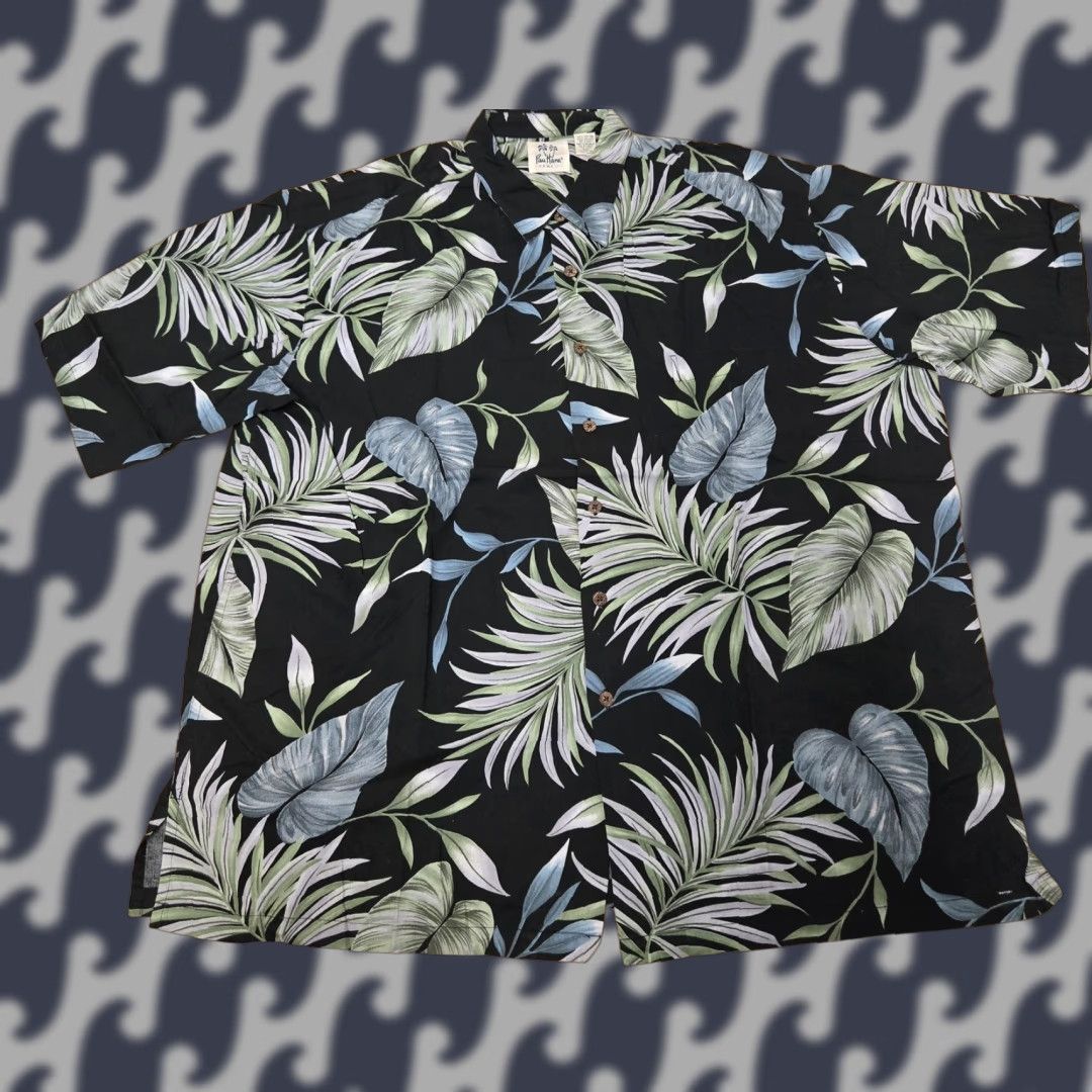 Vintage VINTAGE Pau Hana Shirt Mens 2XL Black Hawaiian Aloha Camp Button Up Tropical Leaf Print Size US XXL / EU 58 / 5 - 1 Thumbnail