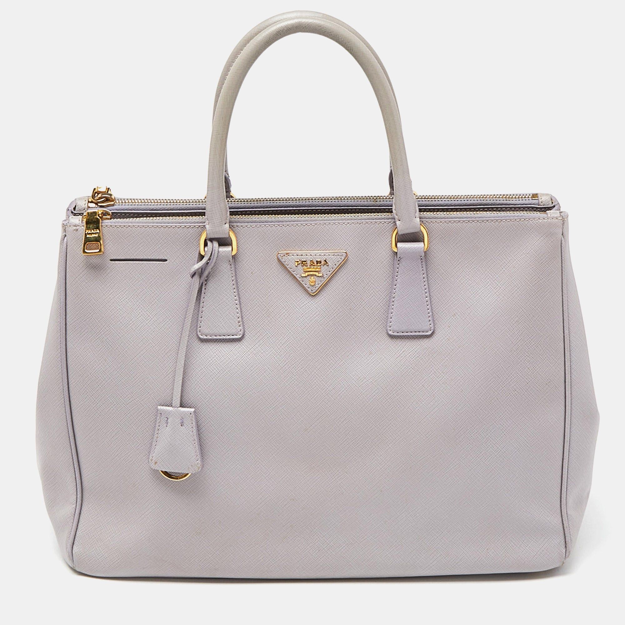 image of Prada Lavender Saffiano Lux Leather Large Galleria Double Zip Tote in Purple, Women's