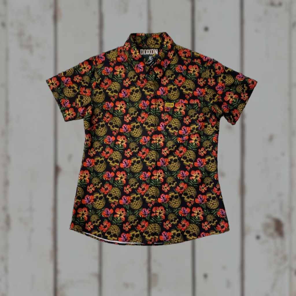 Vintage Dixxon Flannel Company Shirt Women Medium Black Red Floral Skull Hall Pass Size M / US 6-8 / IT 42-44 - 1 Thumbnail