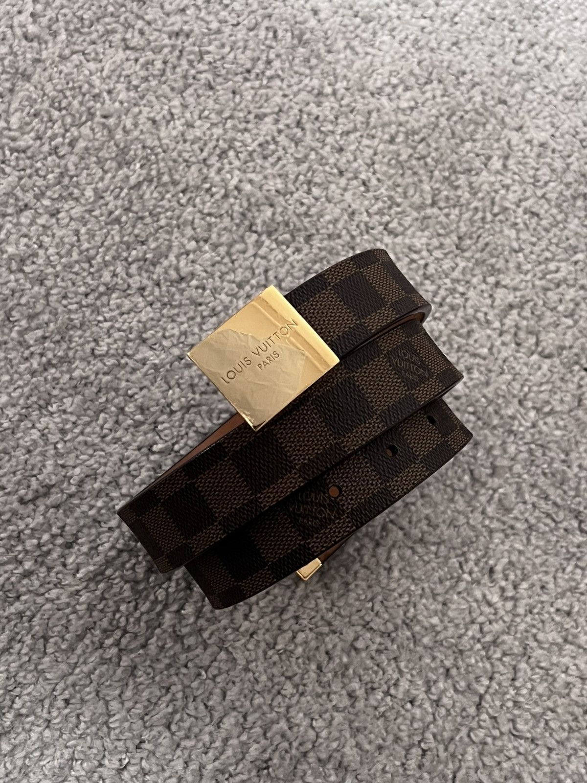 Louis Vuitton Louis Vuitton Damier Santur Carre Belt Brown Golden Size ONE SIZE - 1 Thumbnail