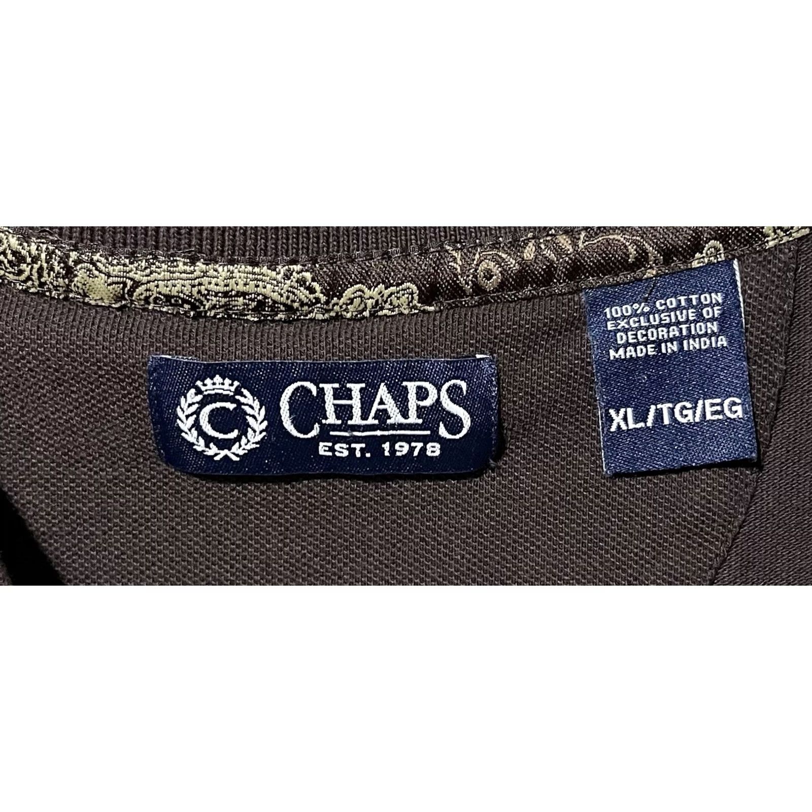 Chaps CHAPS RALPH LAUREN Polo Shirt Mens XL Brown Tropical Palm Print Size US XL / EU 56 / 4 - 3 Thumbnail