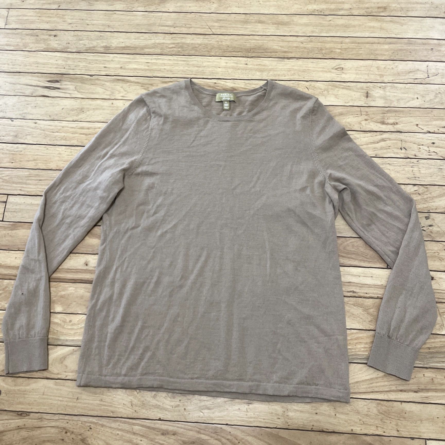 Charter Club VINTAGE Charter Club Merino Wool Sweater Women XL Tan Brown Western Boho Layer Pullover Buttonless Crew Neck Regular Size XL / US 12-14 / IT 48-50 - 3 Thumbnail
