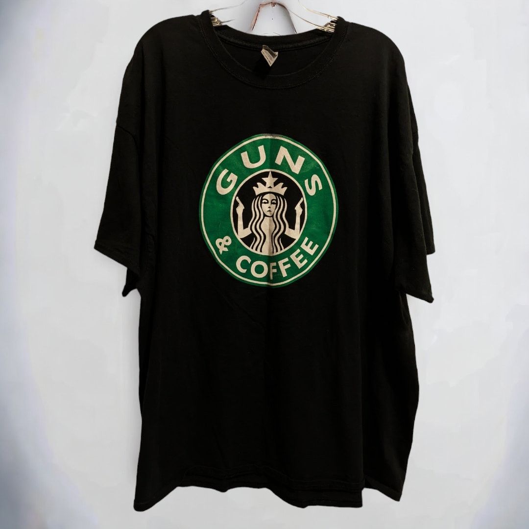 Gildan Starbucks Guns and Coffee Short Sleeve T-Shirt Men's 3X Size US XXL / EU 58 / 5 - 1 Thumbnail