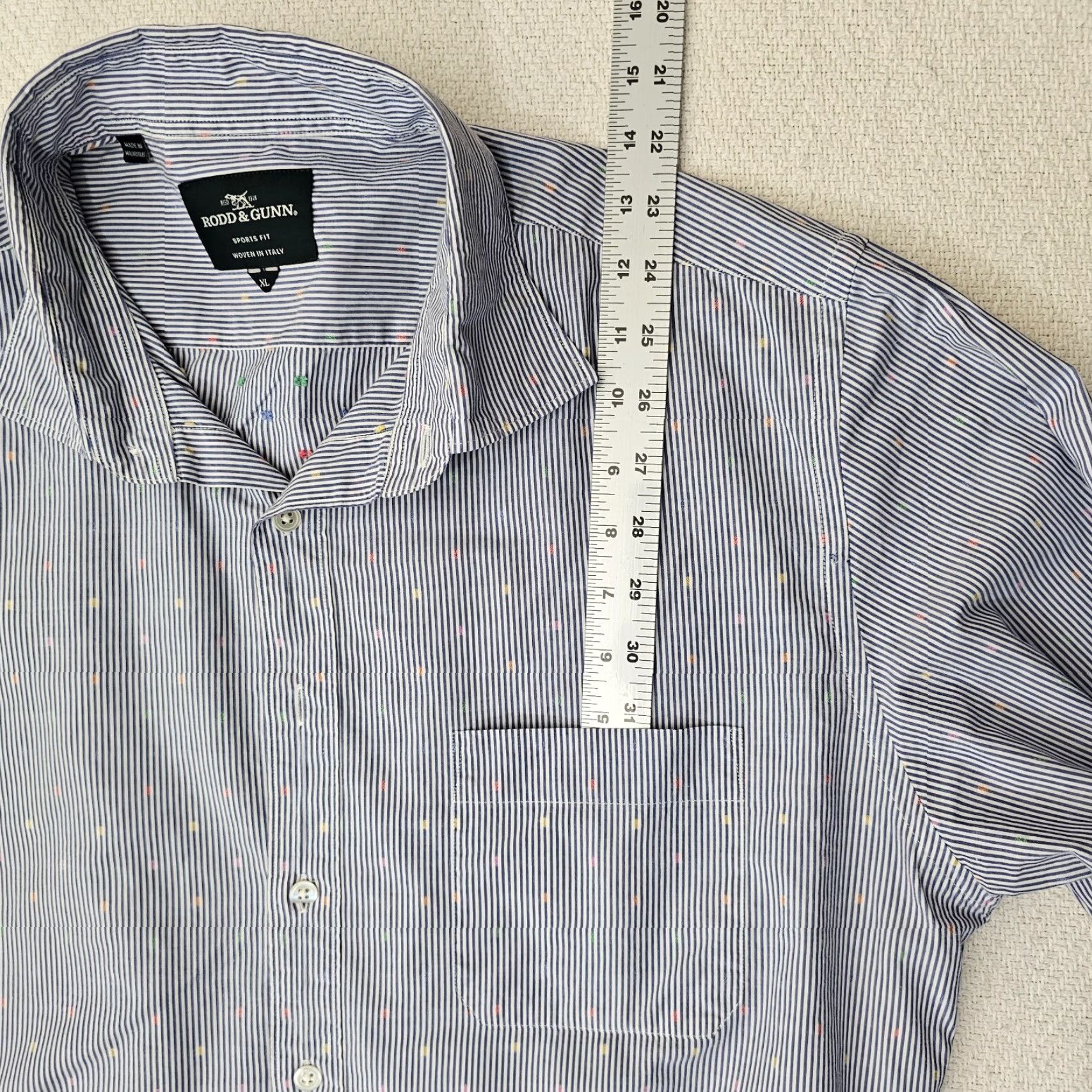 Rodd & Gunn Rodd & Gunn Button Up Shirt Men's XL Blue Striped & Dotted Sports Fit Size US XL / EU 56 / 4 - 5 Thumbnail
