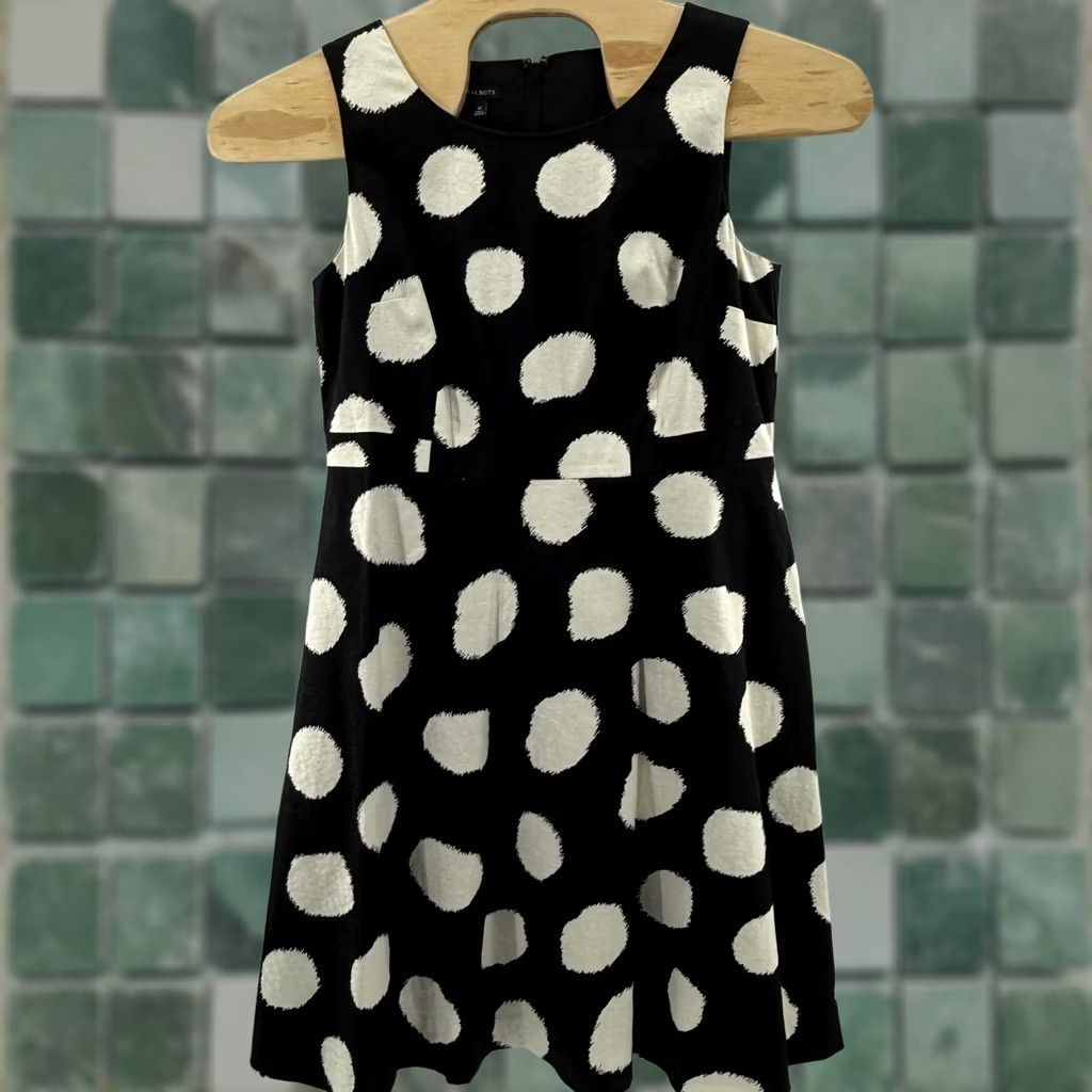 Talbots Talbots Dress Womens 12 Black White Polka Dot Sleeveless A-Line Textured Party Size XL / US 12-14 / IT 48-50 - 1 Thumbnail