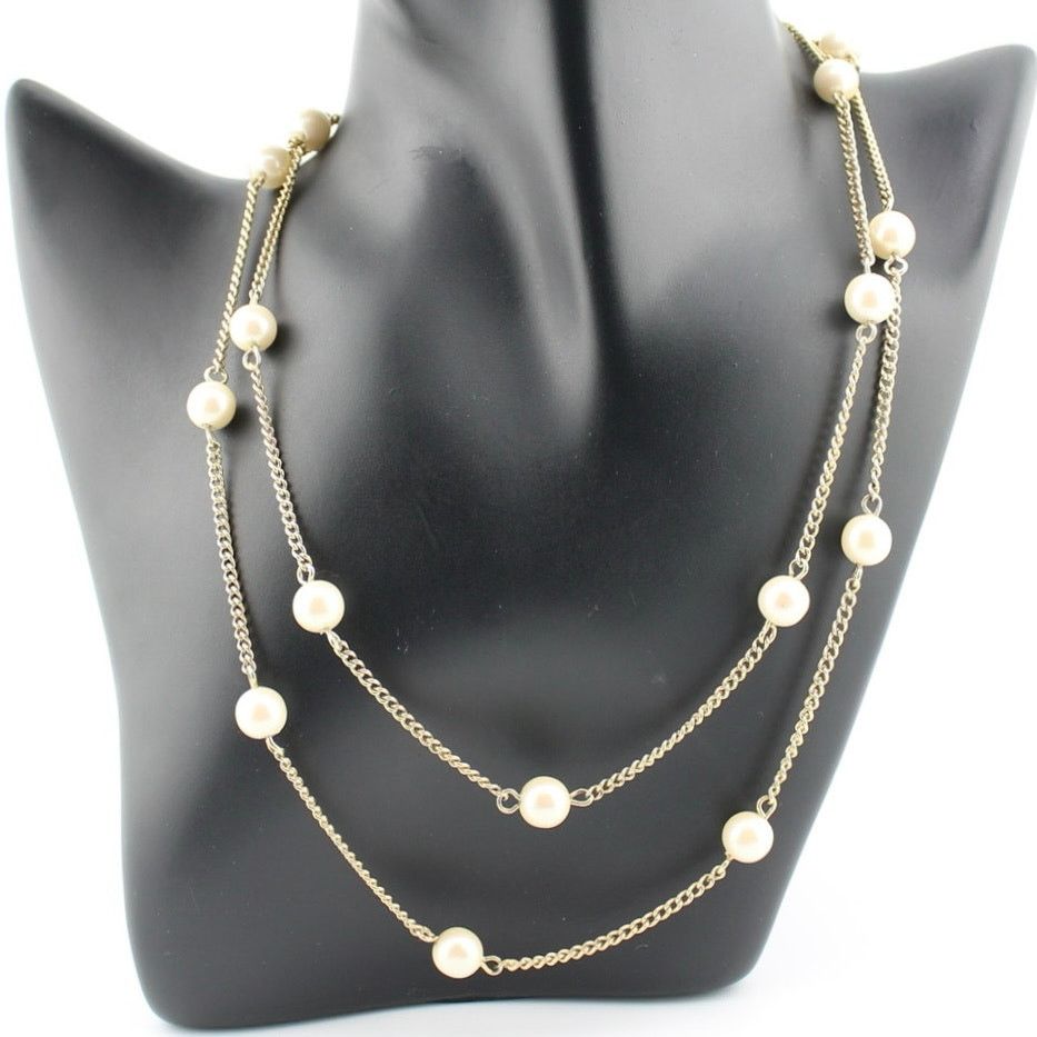 Other Sarah Coventry Gold Tone Faux Pearl Long Necklace Signed Size ONE SIZE - 4 Thumbnail