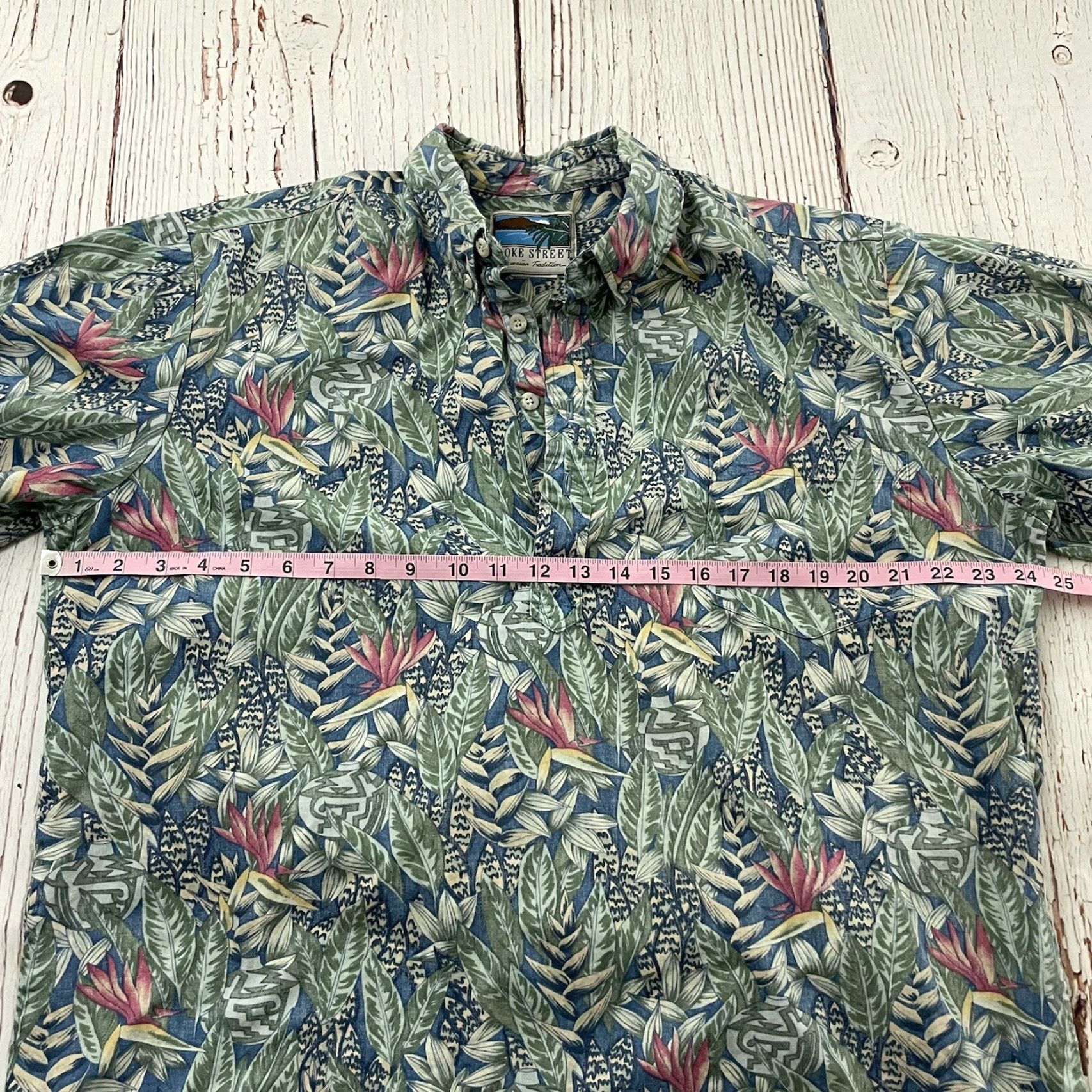 Paradise Cooke Street Short Sleeve Button-Up Shirt Men's XL Birds Of Paradise Floral Multicolor Cotton Popover Pocket Shirt Size US XL / EU 56 / 4 - 4 Thumbnail