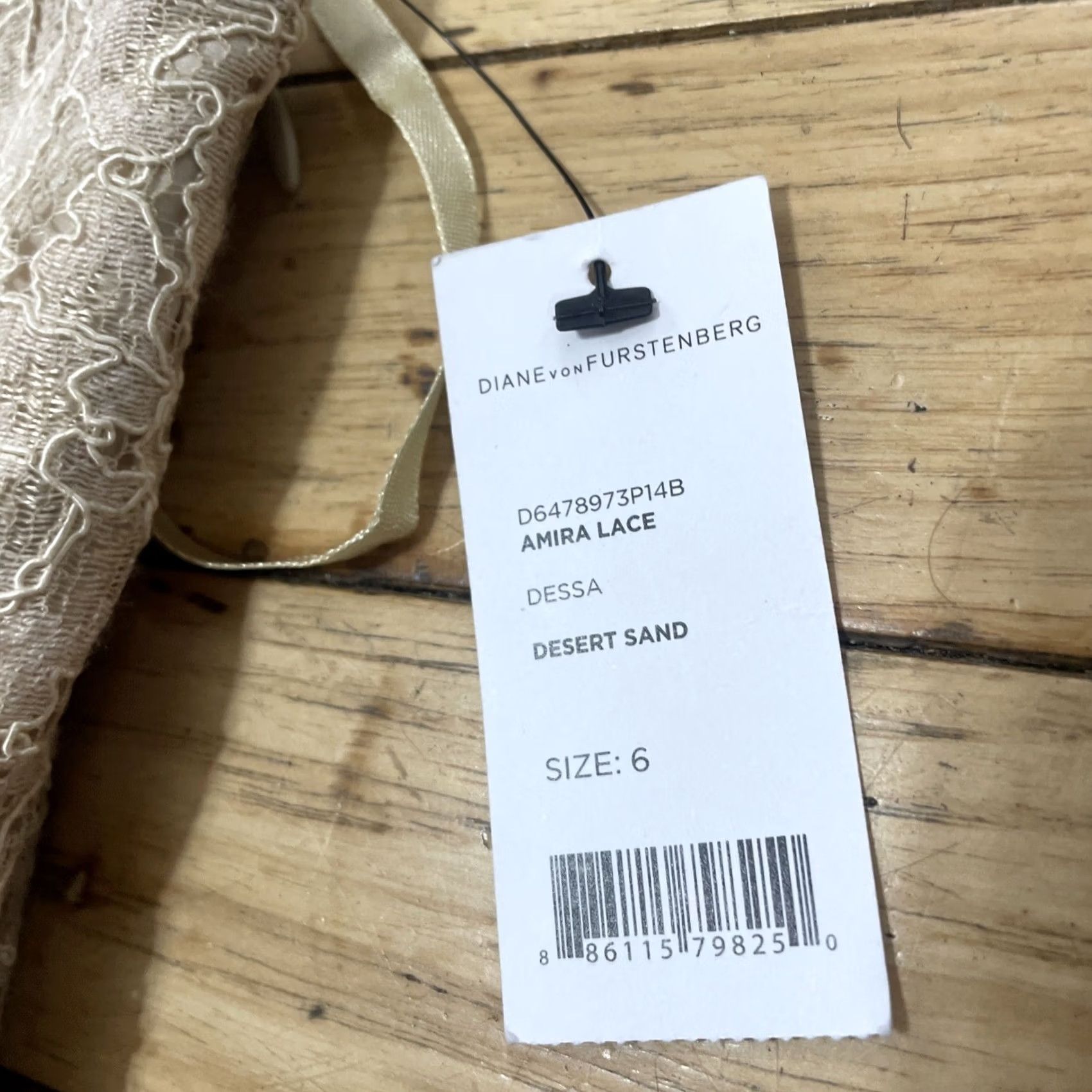 Diane von Furstenberg Diane von Furstenberg Amira Dress Women 6 Tan Floral Lace Knee Length Boho Fit & Flare New Size M / US 6-8 / IT 42-44 - 6 Thumbnail