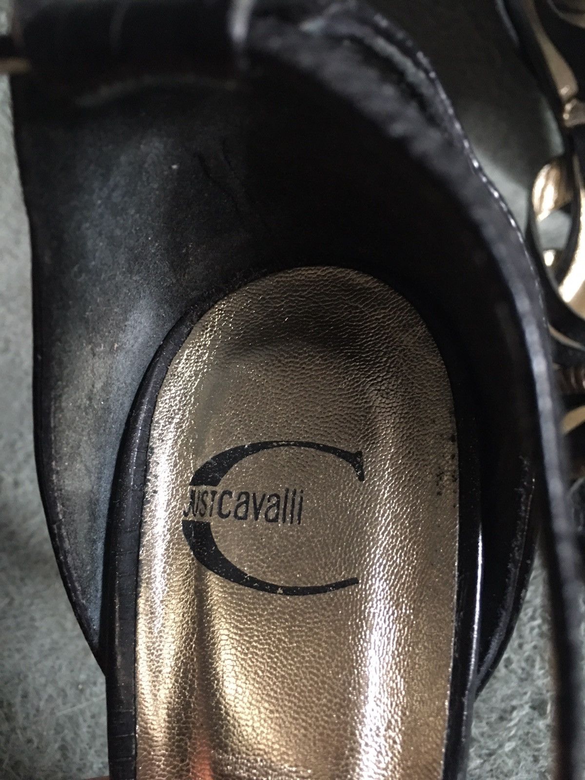Just Cavalli × Roberto Cavalli Just Cavalli Embossed Leather T-strap Horn Detail Heels EU41 Size US 11 / IT 41 - 5 Thumbnail