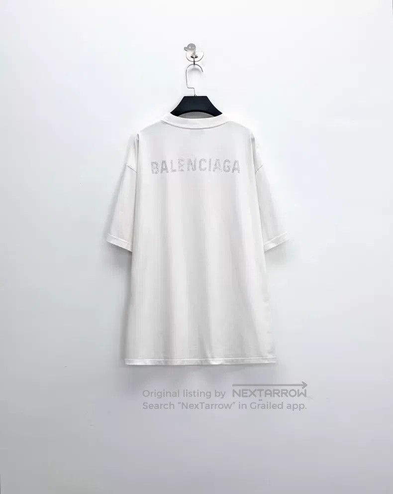 Balenciaga White short-sleeve with crystal logo lettering