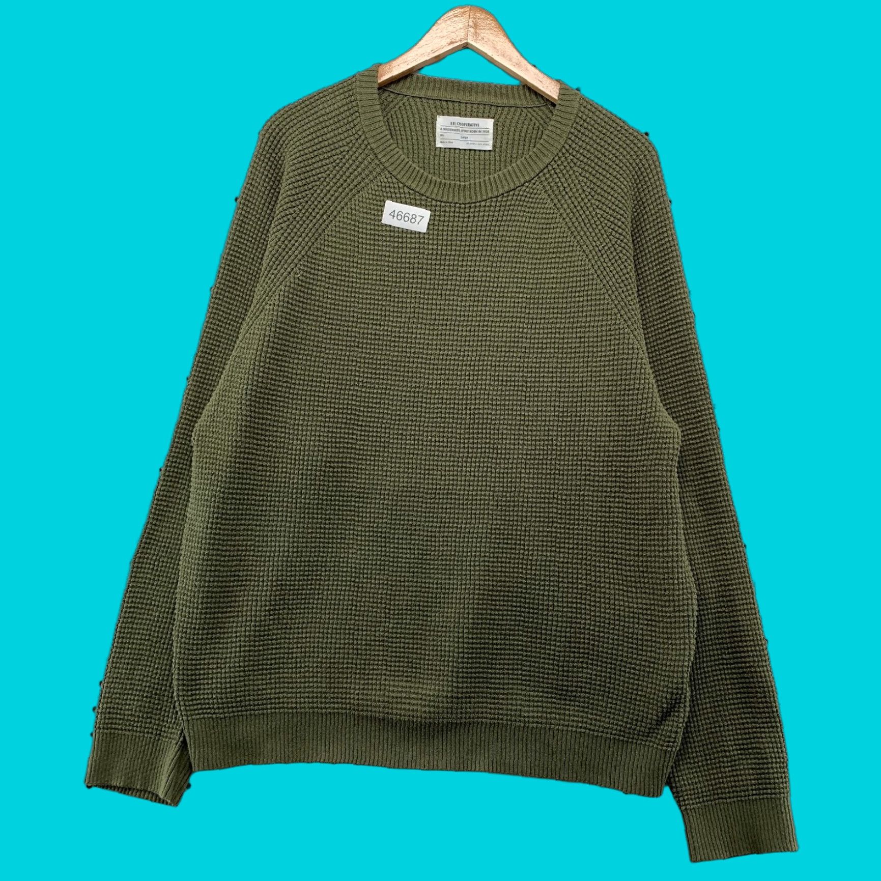 Vintage REI Cooperative Guide Sweater Mens Large Green Waffle Knit Heavyweight Casual Winter Mens Size US L / EU 52-54 / 3 - 1 Thumbnail