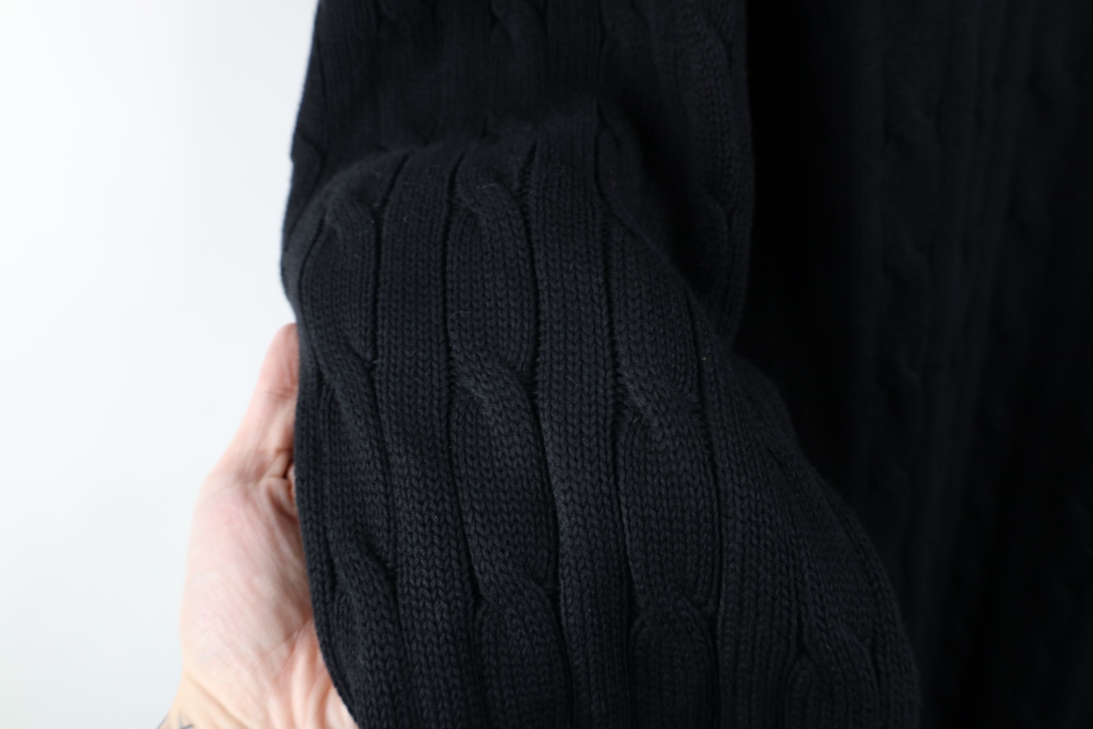 Vintage Vintage 90s Y2K Streetwear Cotton Cable Knit Sweater Black Size XXL / US 16-18 / IT 52-54 - 4 Thumbnail