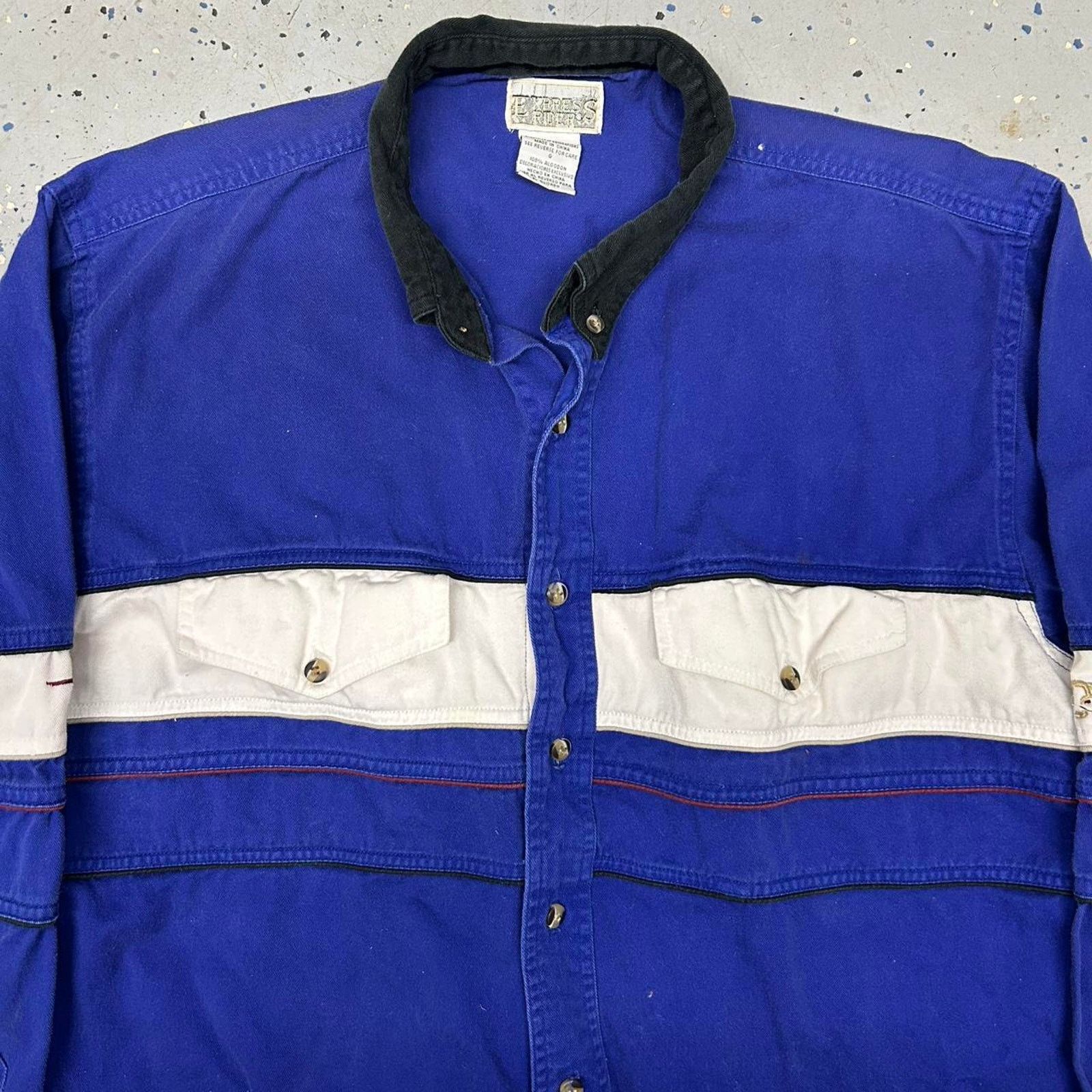 Other VTG Blue multi-coloured Express Riders button-up shirt Size US L / EU 52-54 / 3 - 2 Thumbnail