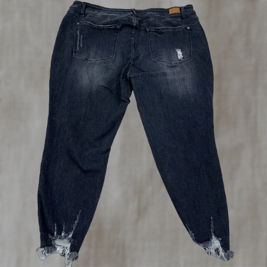Vintage Judy Blue Jeans Women 24W Skinny Fit Black Wash Faded Pants Button Fly Plus Size 42" / US 20 - 1 Thumbnail